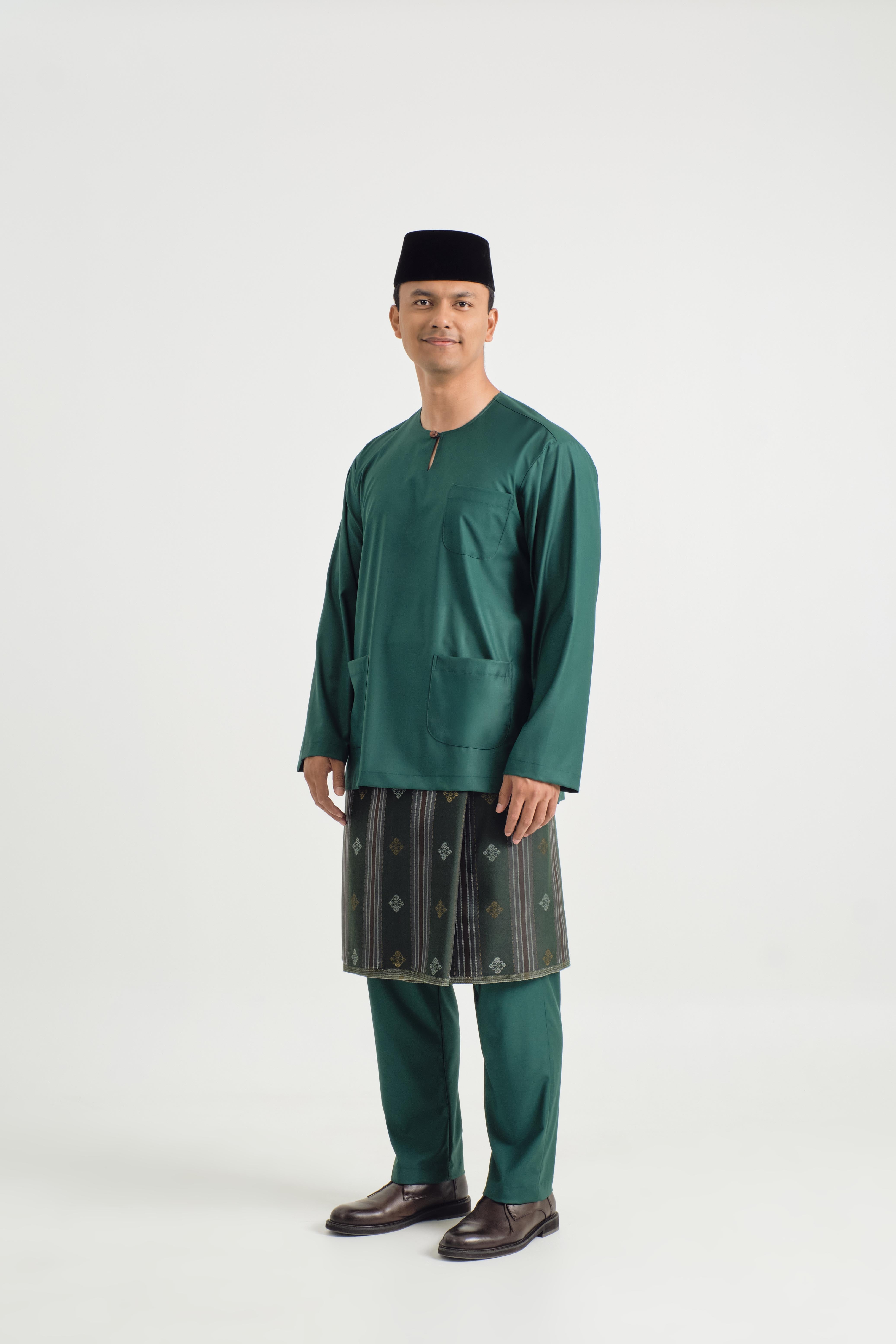 Patawali Classic Fit Baju Melayu Teluk Belanga - Emerald Green