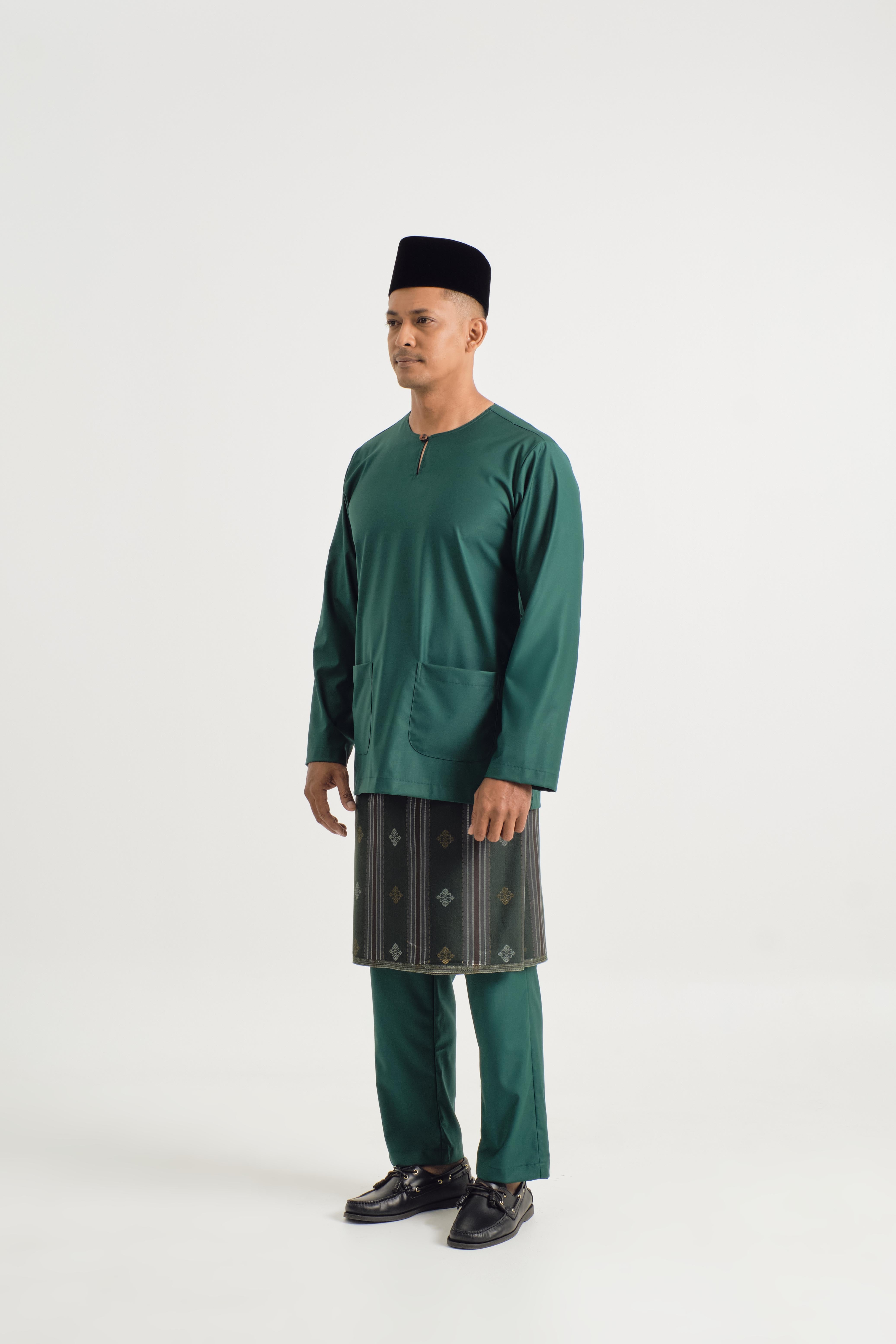 Patawali Modern Fit Baju Melayu Teluk Belanga - Emerald Green