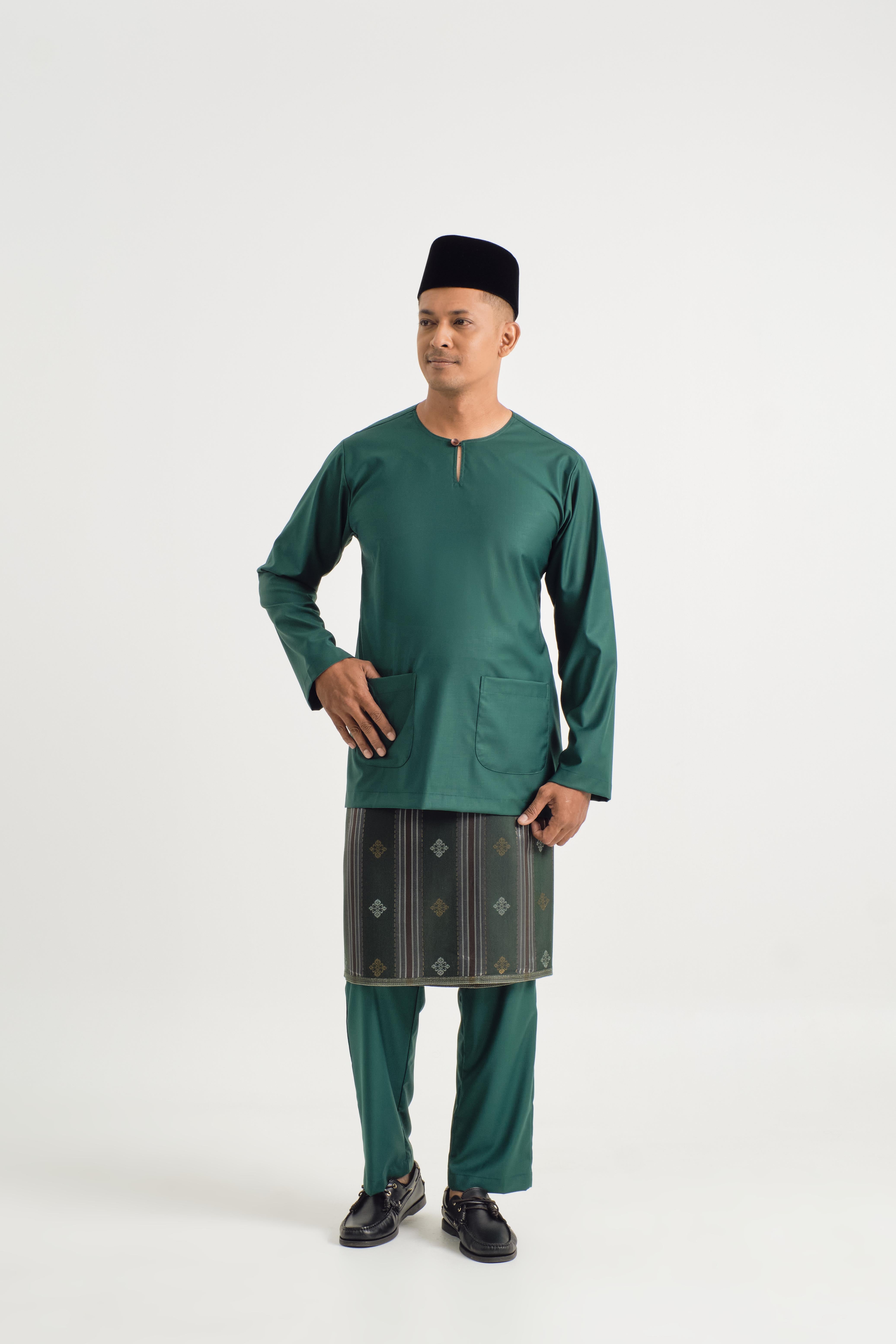 Patawali Modern Fit Baju Melayu Teluk Belanga - Emerald Green