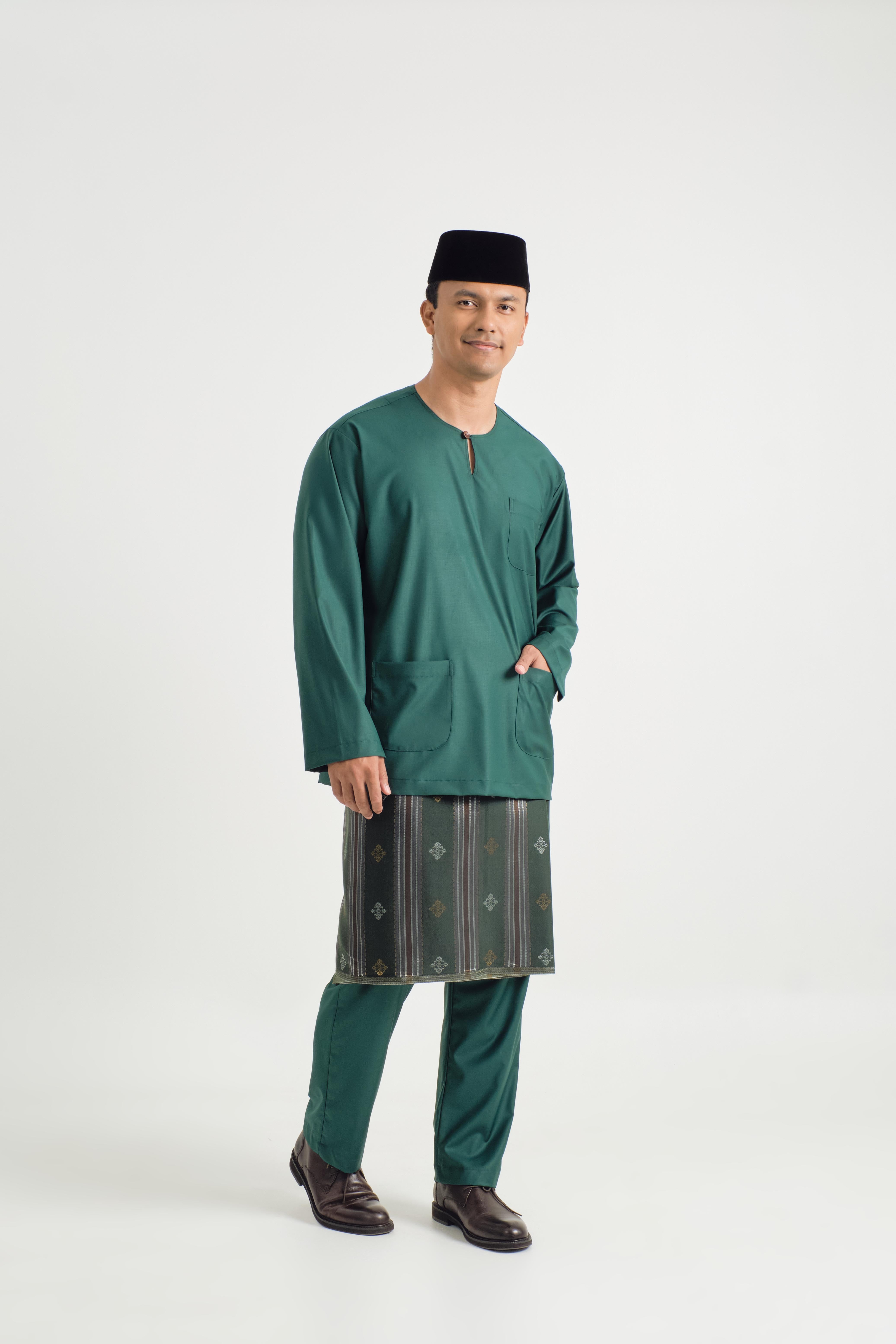 Patawali Classic Fit Baju Melayu Teluk Belanga - Emerald Green