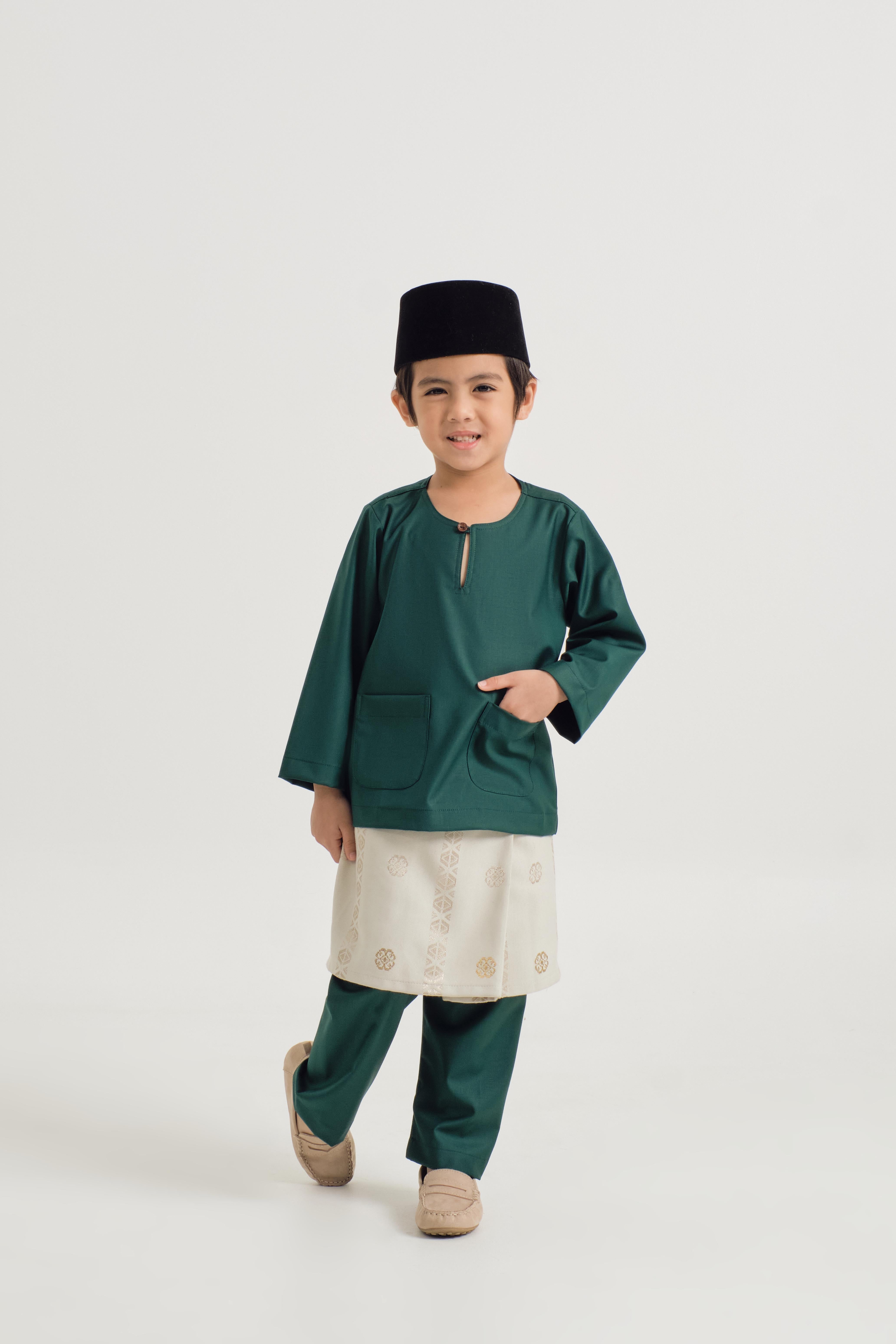 Patawali Boys Baju Melayu Teluk Belanga - Emerald Green