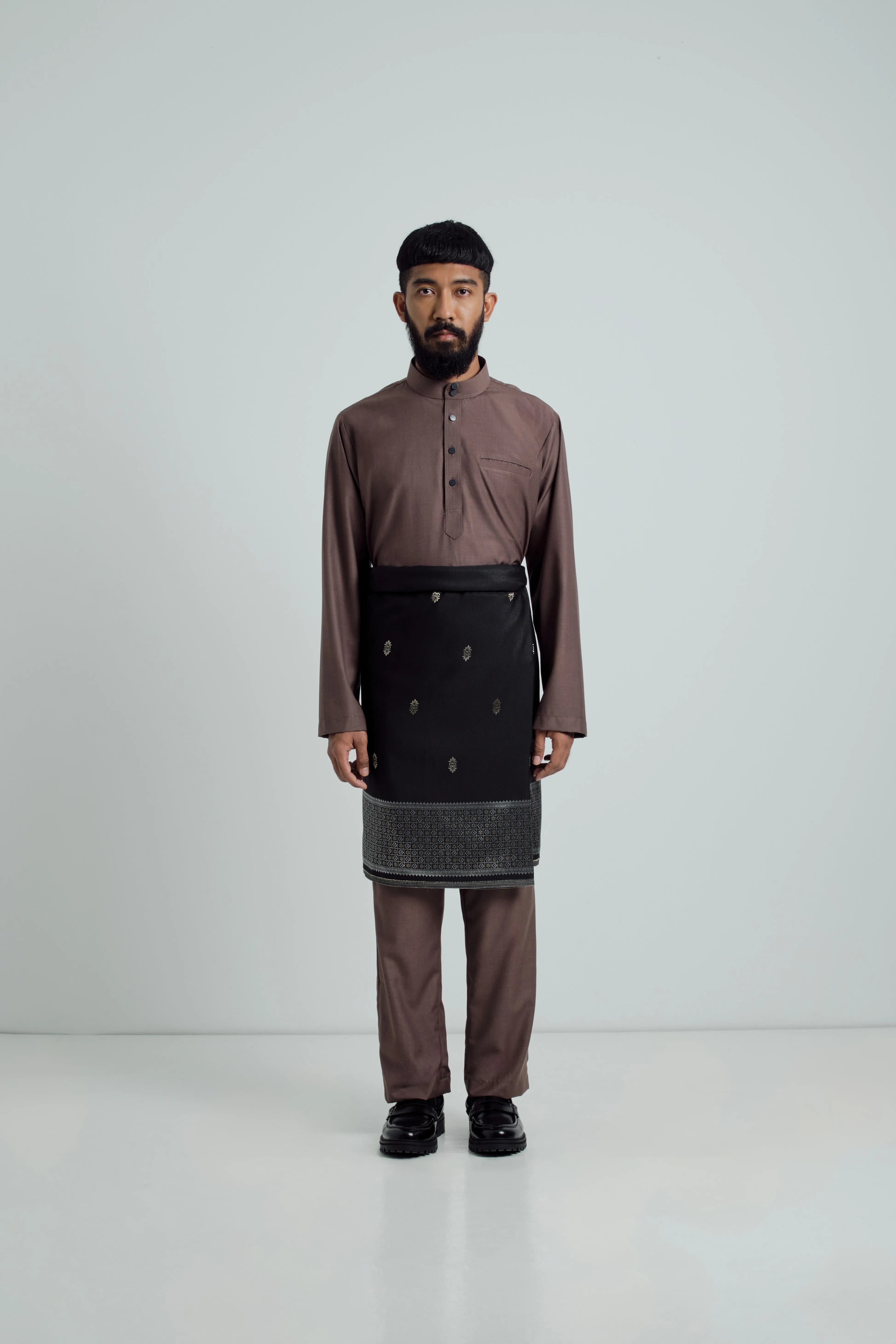 Patawali Baju Melayu Cekak Musang - Espresso