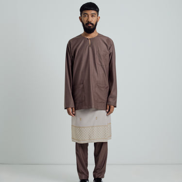 Patawali Classic Fit Baju Melayu Teluk Belanga - Espresso