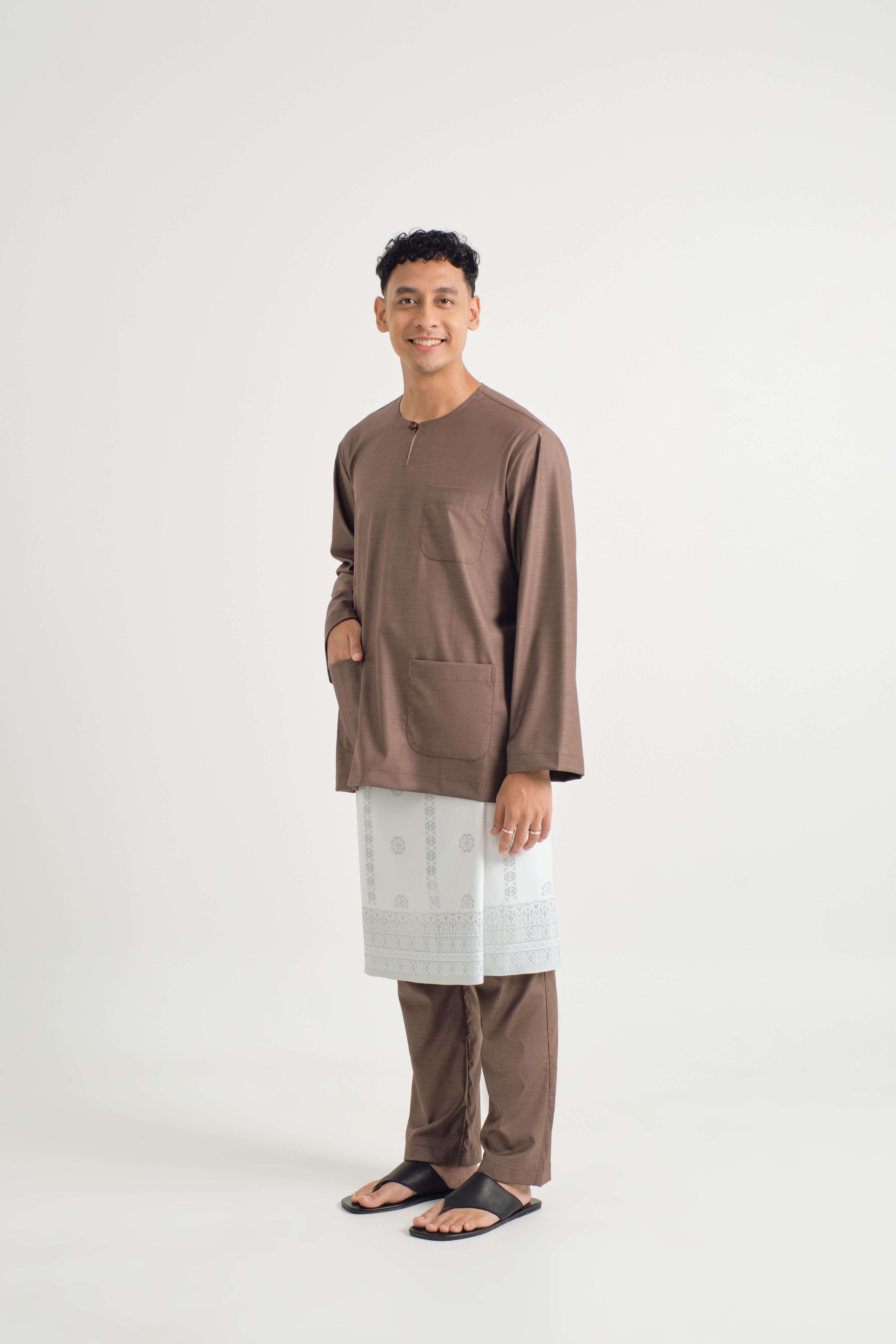 Patawali Classic Fit Baju Melayu Teluk Belanga - Espresso