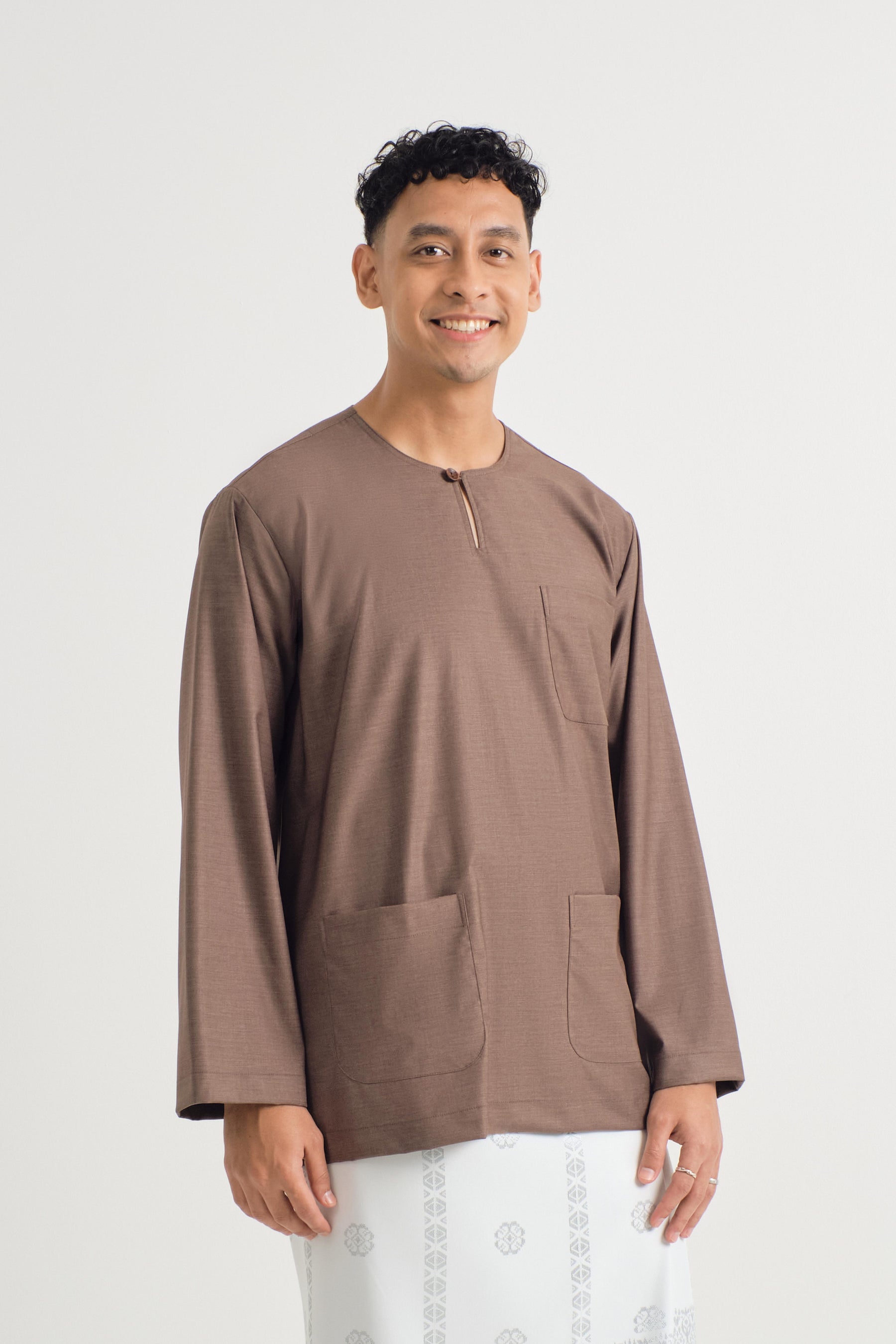 Patawali Classic Fit Baju Melayu Teluk Belanga - Espresso