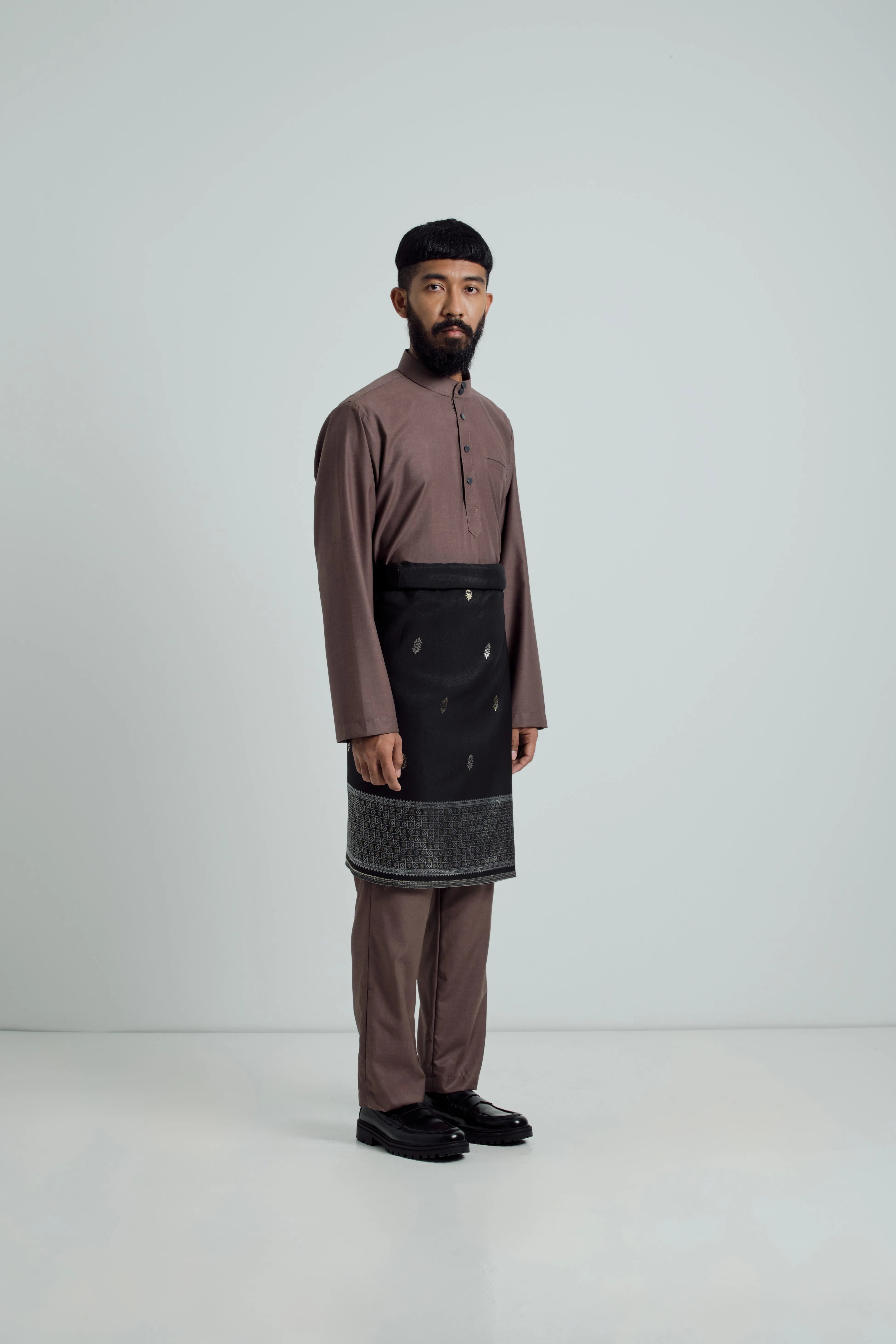 Patawali Baju Melayu Cekak Musang - Espresso