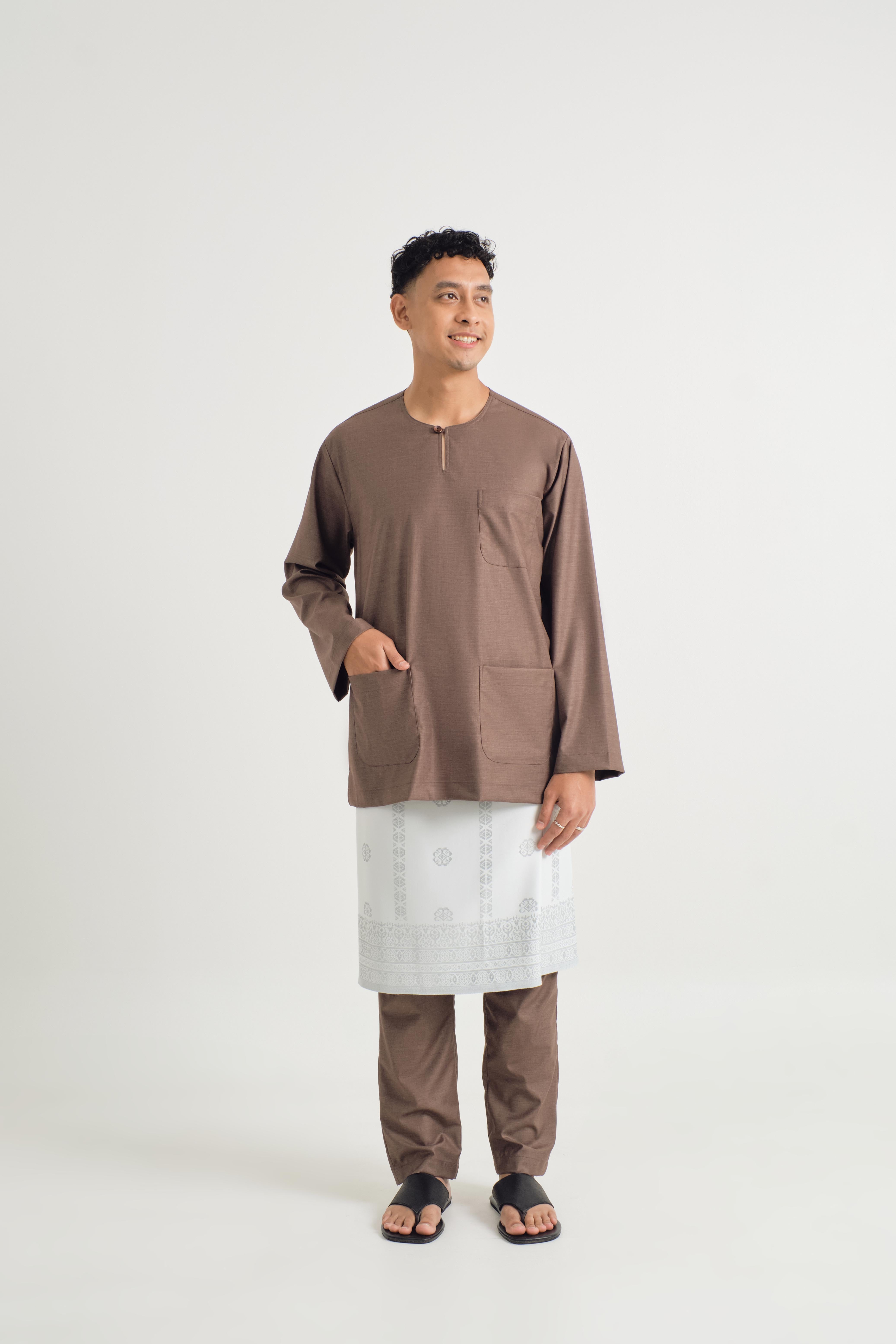 Patawali Classic Fit Baju Melayu Teluk Belanga - Espresso