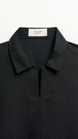 Tasor Modern Fit Collared Quarter Sleeve Top - Black