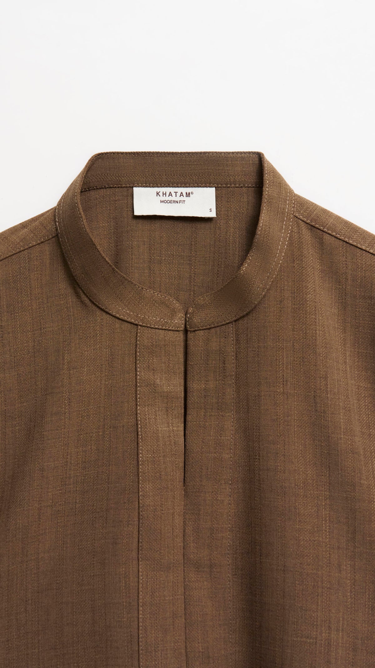 Tasor Modern Fit Collared Top - Dark Brown