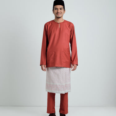 Patawali Modern Fit Baju Melayu Teluk Belanga - Brick Red