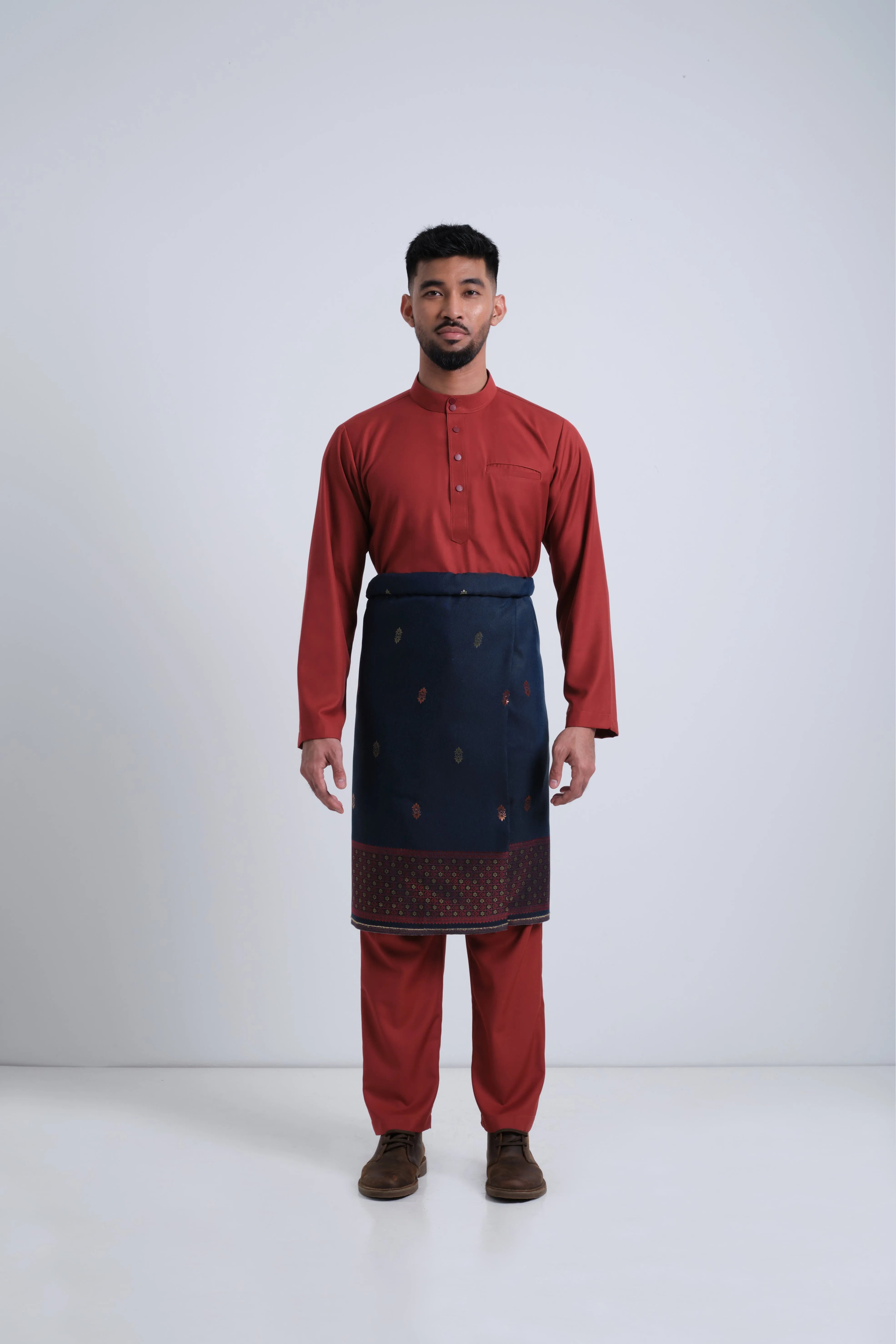 Patawali Baju Melayu Cekak Musang - Brick Red