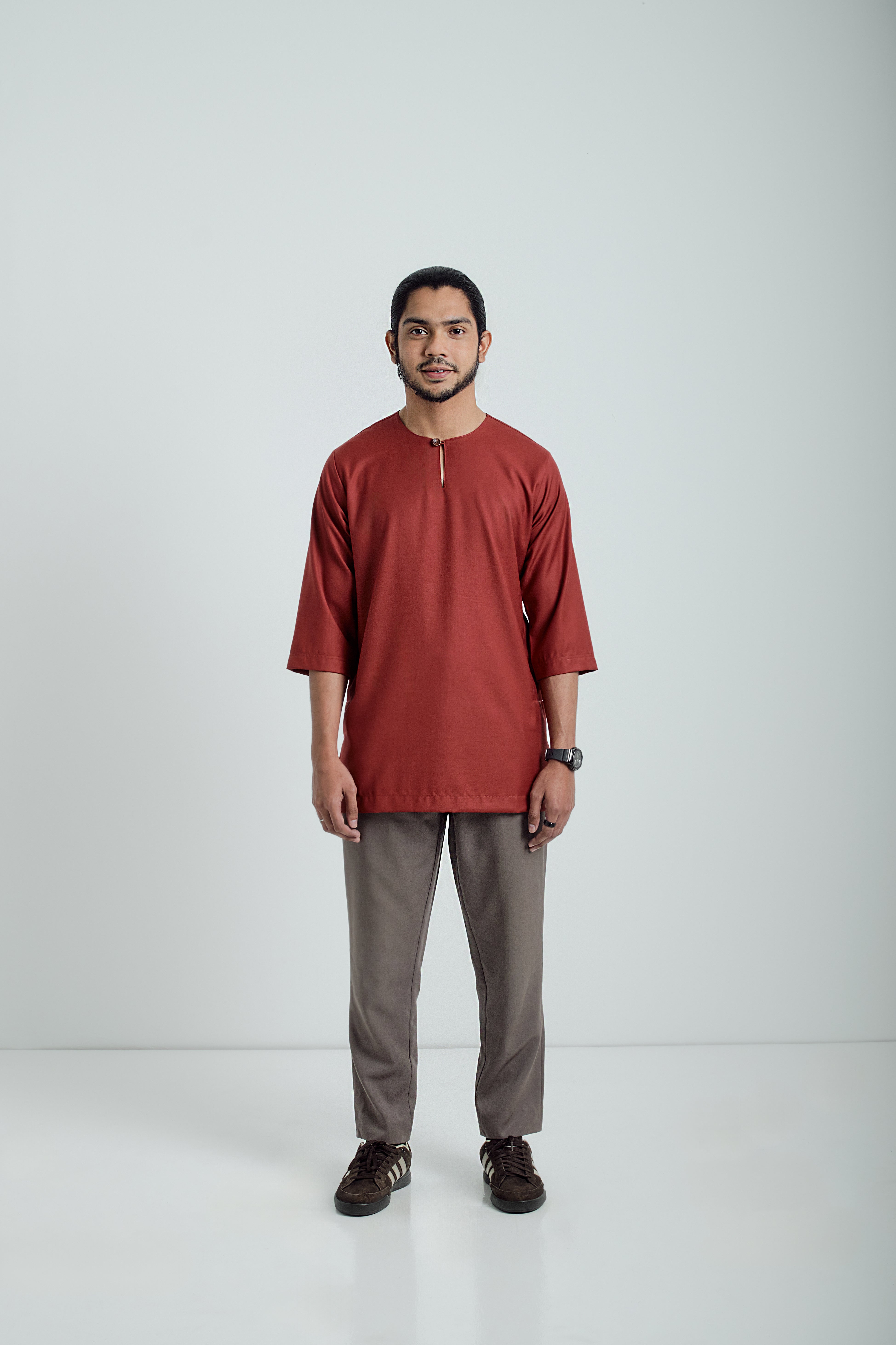 Patawali Three Quarter Sleeve Top - Brick Red