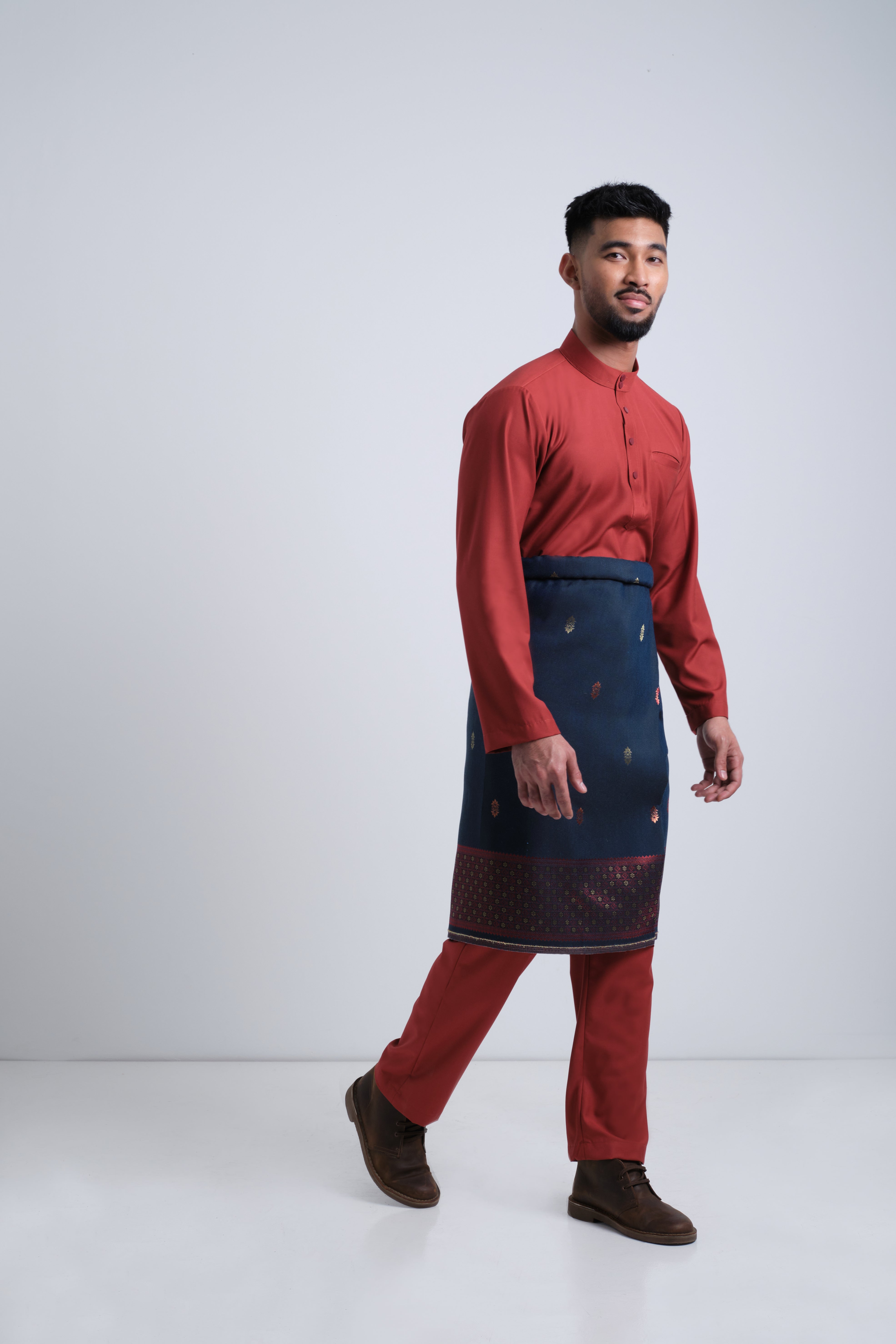 Patawali Baju Melayu Cekak Musang - Brick Red