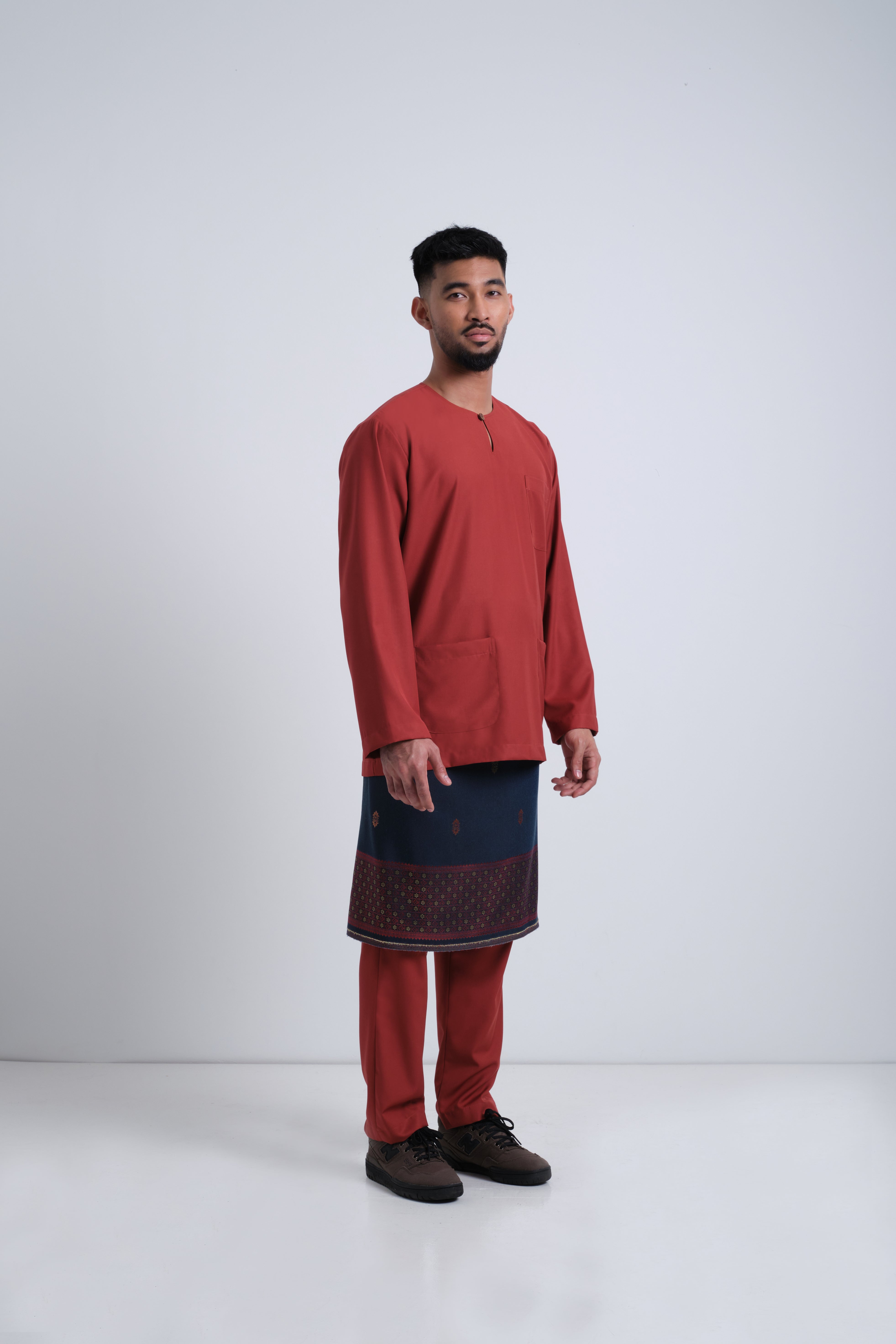 Patawali Classic Fit Baju Melayu Teluk Belanga - Brick Red
