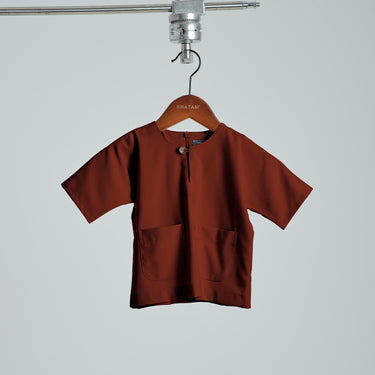 Patawali Baby Boys Baju Melayu Teluk Belanga - Brick Red