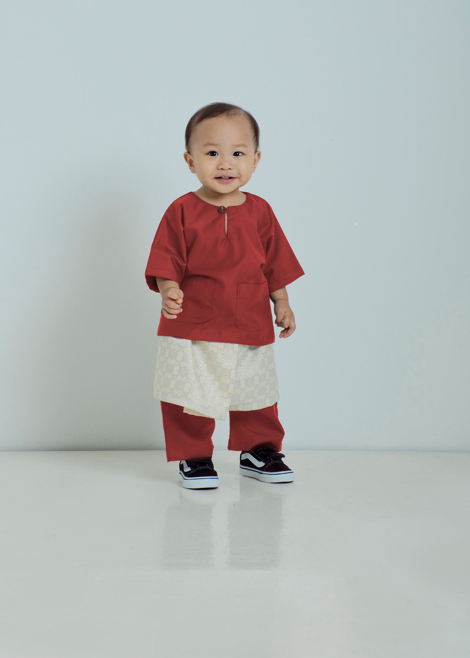 Patawali Baby Boys Baju Melayu Teluk Belanga - Brick Red