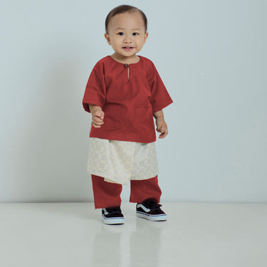 Patawali Baby Boys Baju Melayu Teluk Belanga - Brick Red