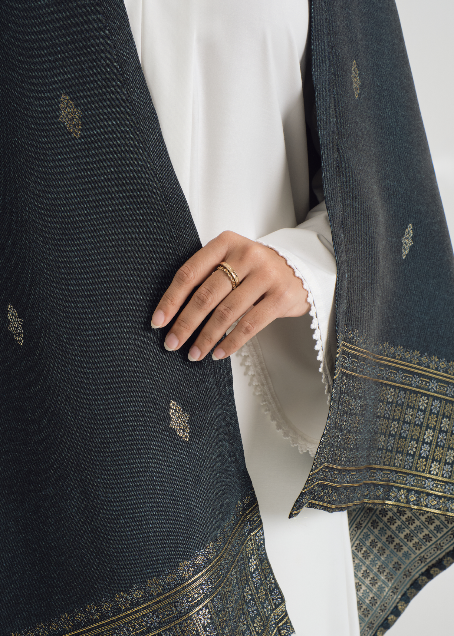 Selendang Tebaran Bujur Kesuma - Gold Emerald Green