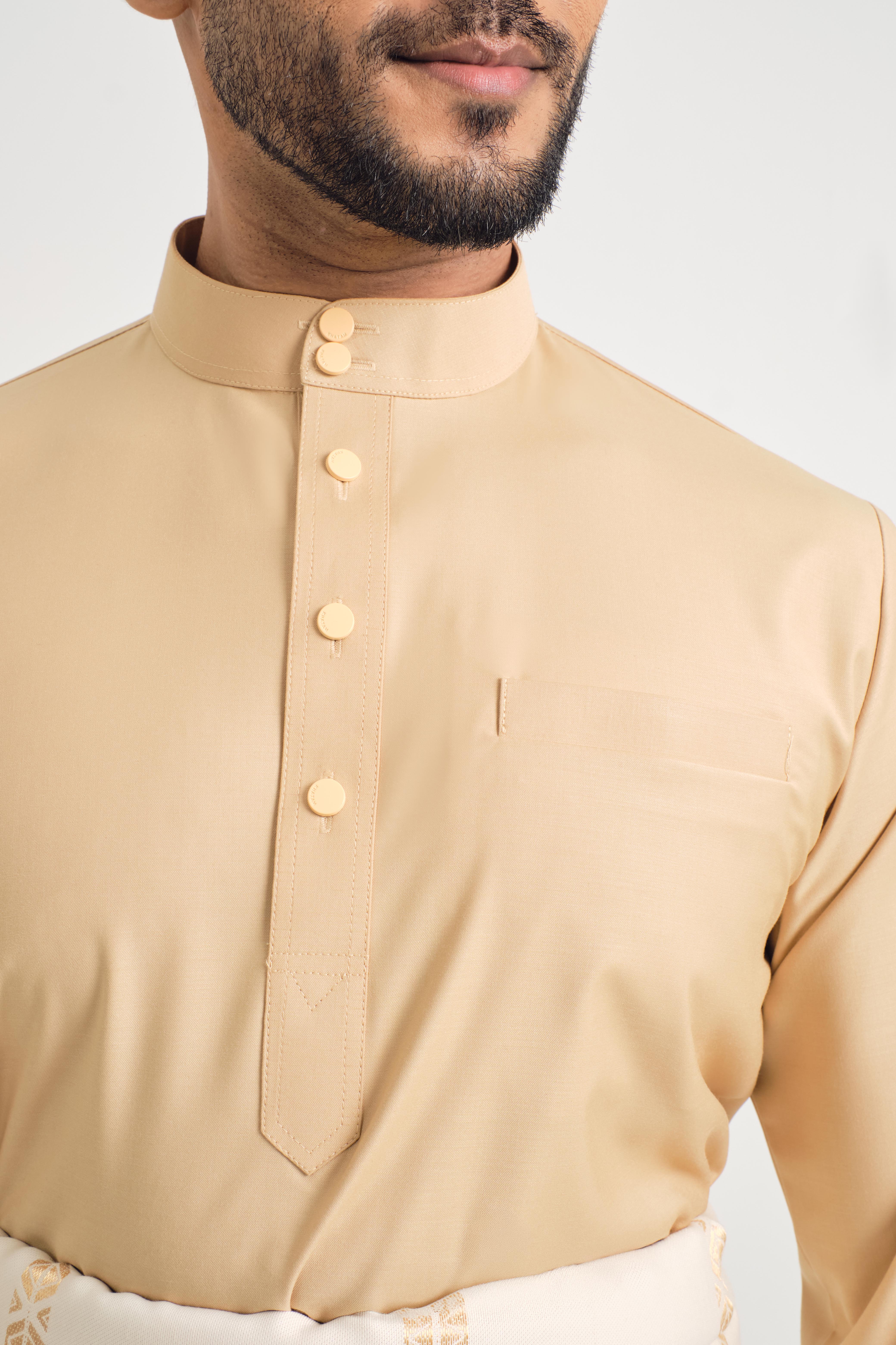 Patawali Baju Melayu Cekak Musang - Golden Rod