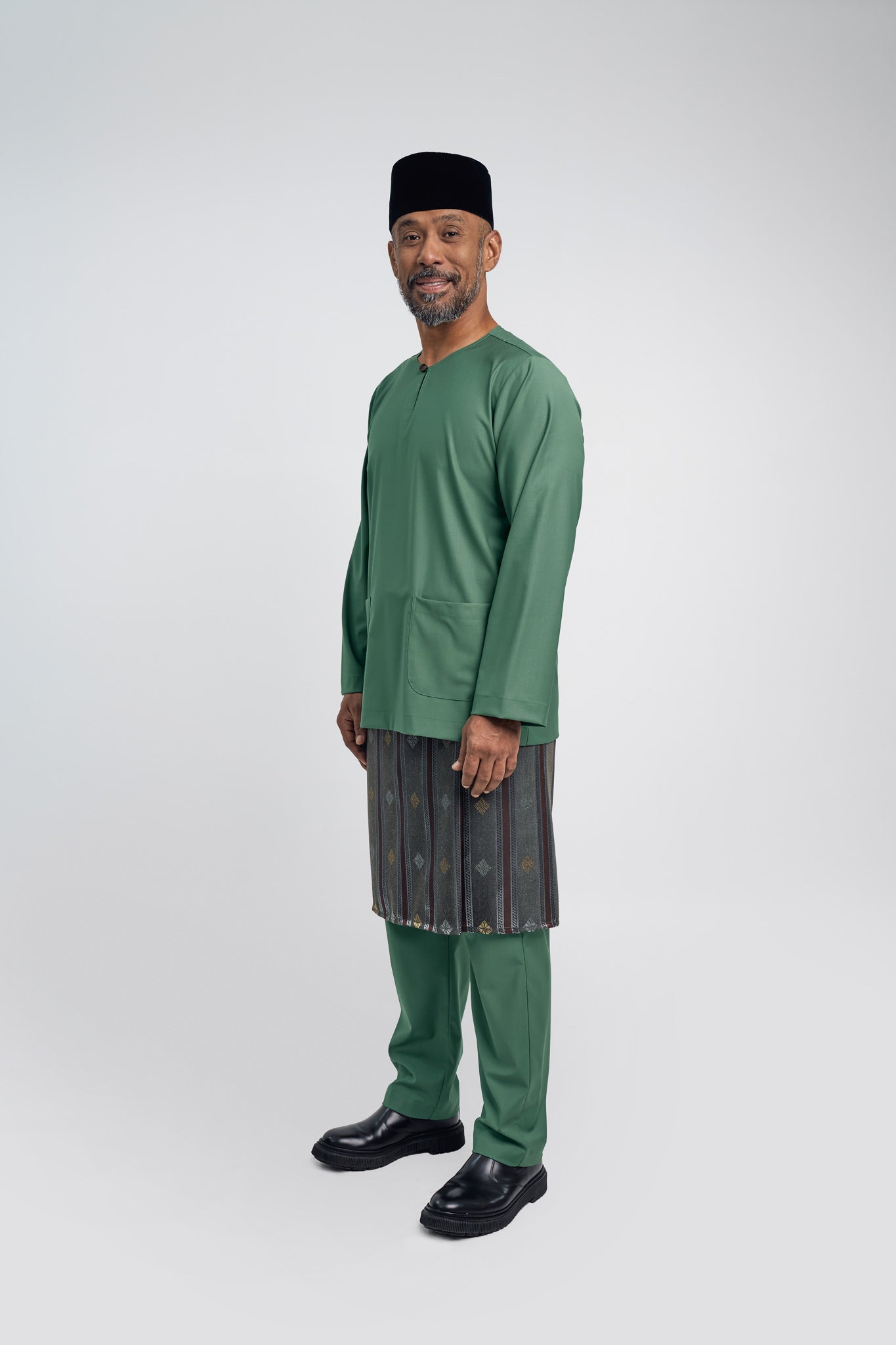 Patawali Modern Fit Baju Melayu Teluk Belanga - Grass Green