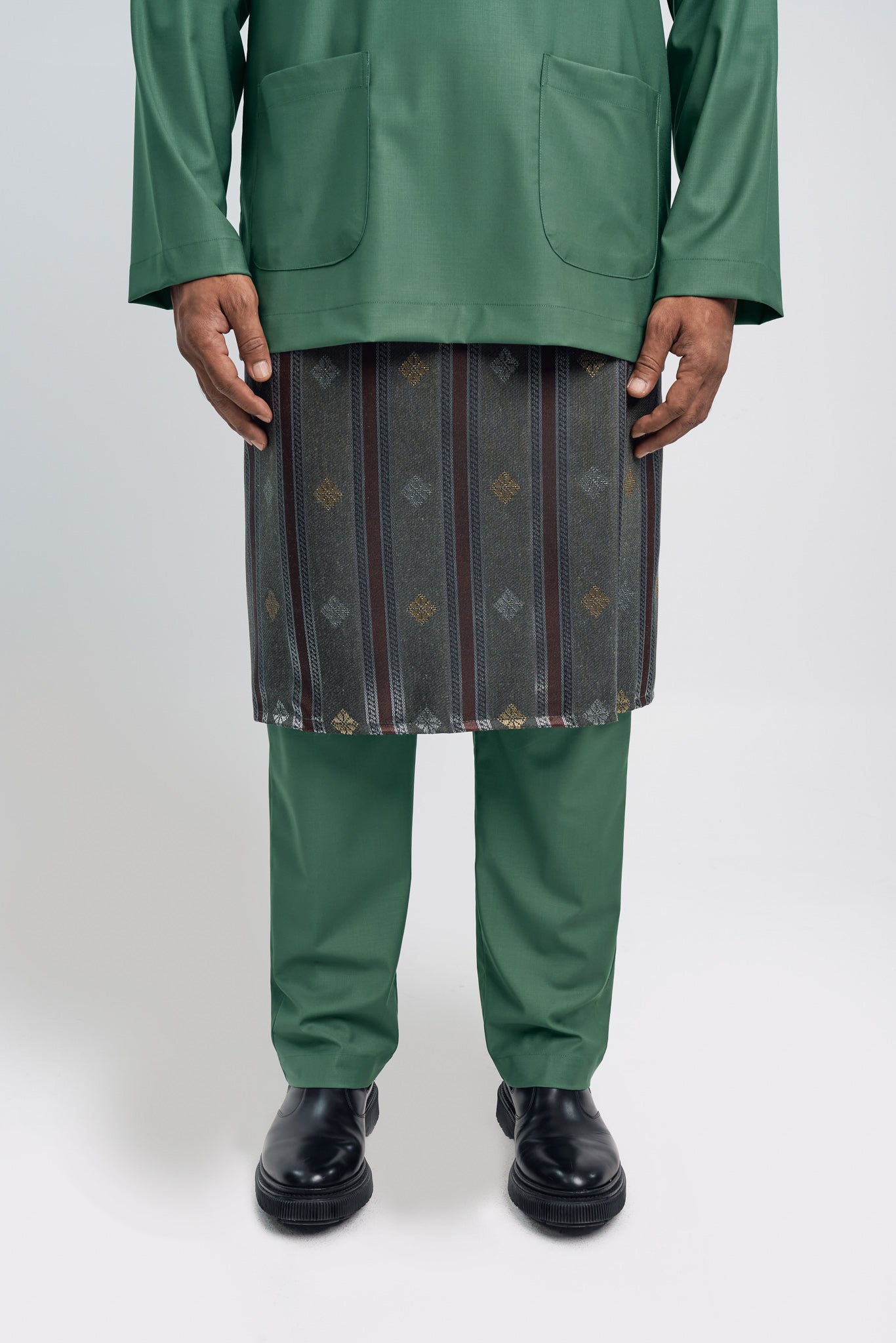 Patawali Modern Fit Baju Melayu Teluk Belanga - Grass Green