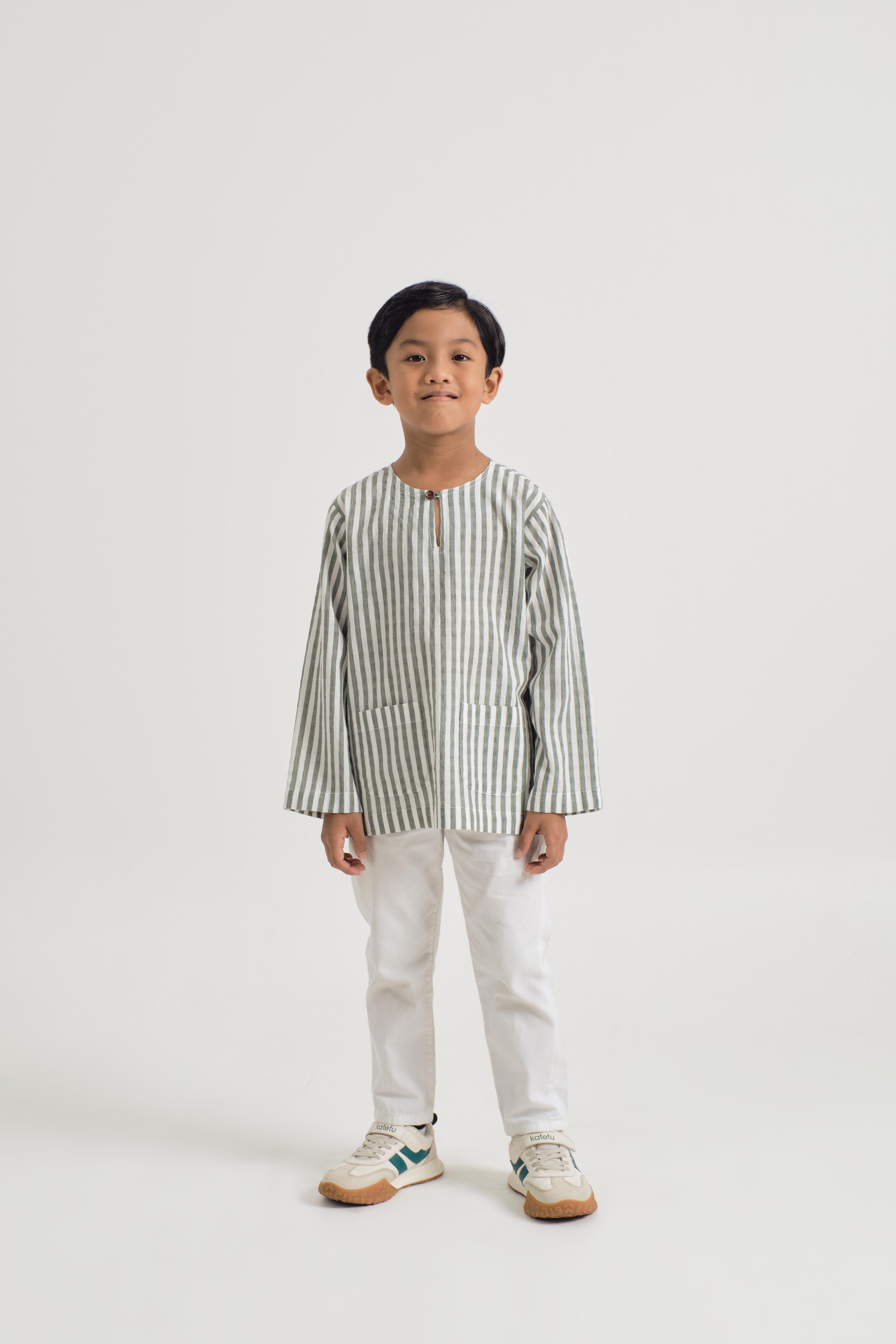 Pangku Boys Top - Stripe Green