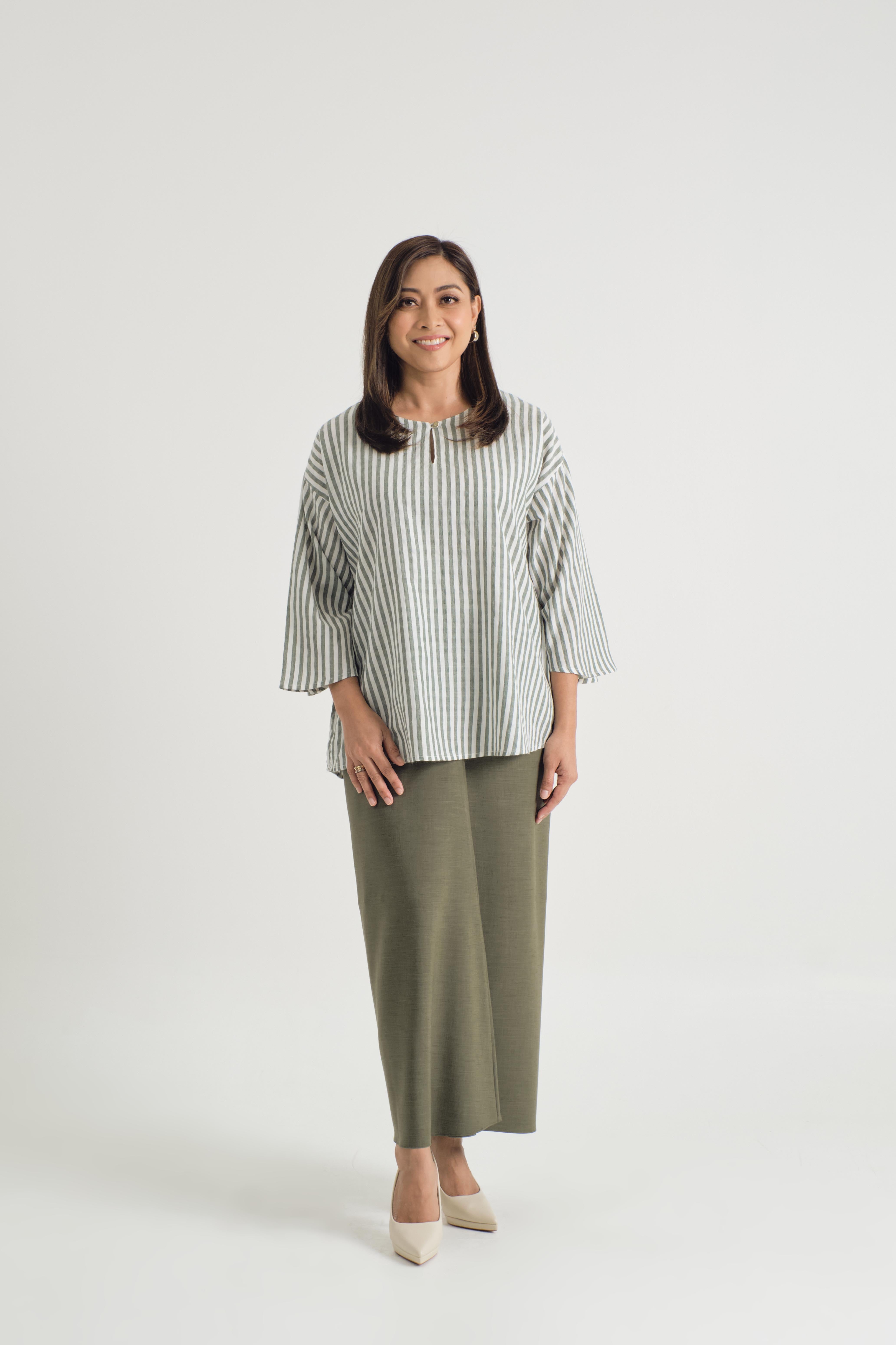 Pangku Baju Kurung Kedah - Stripe Green