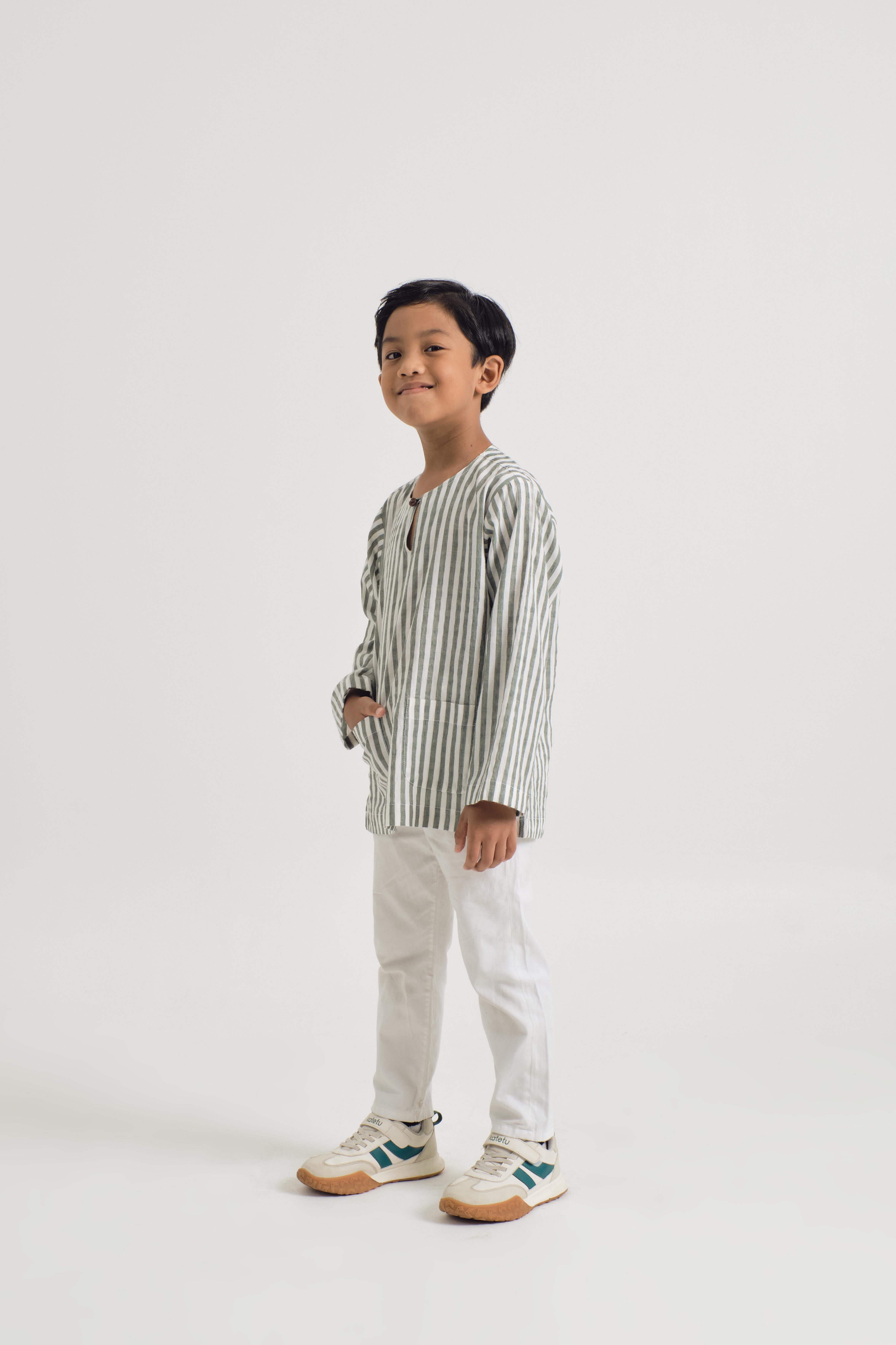 Pangku Boys Top - Stripe Green