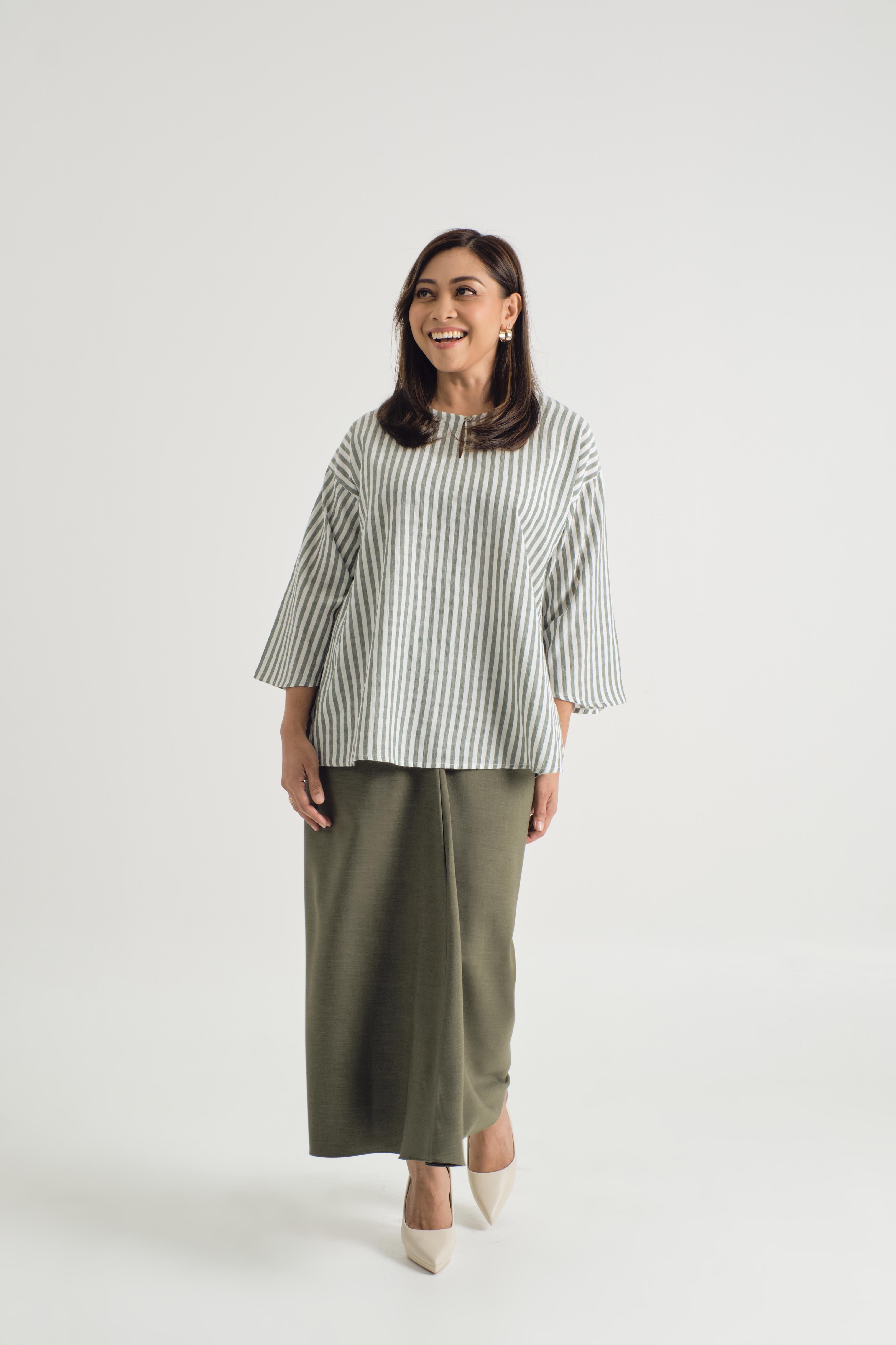 Pangku Baju Kurung Kedah - Stripe Green