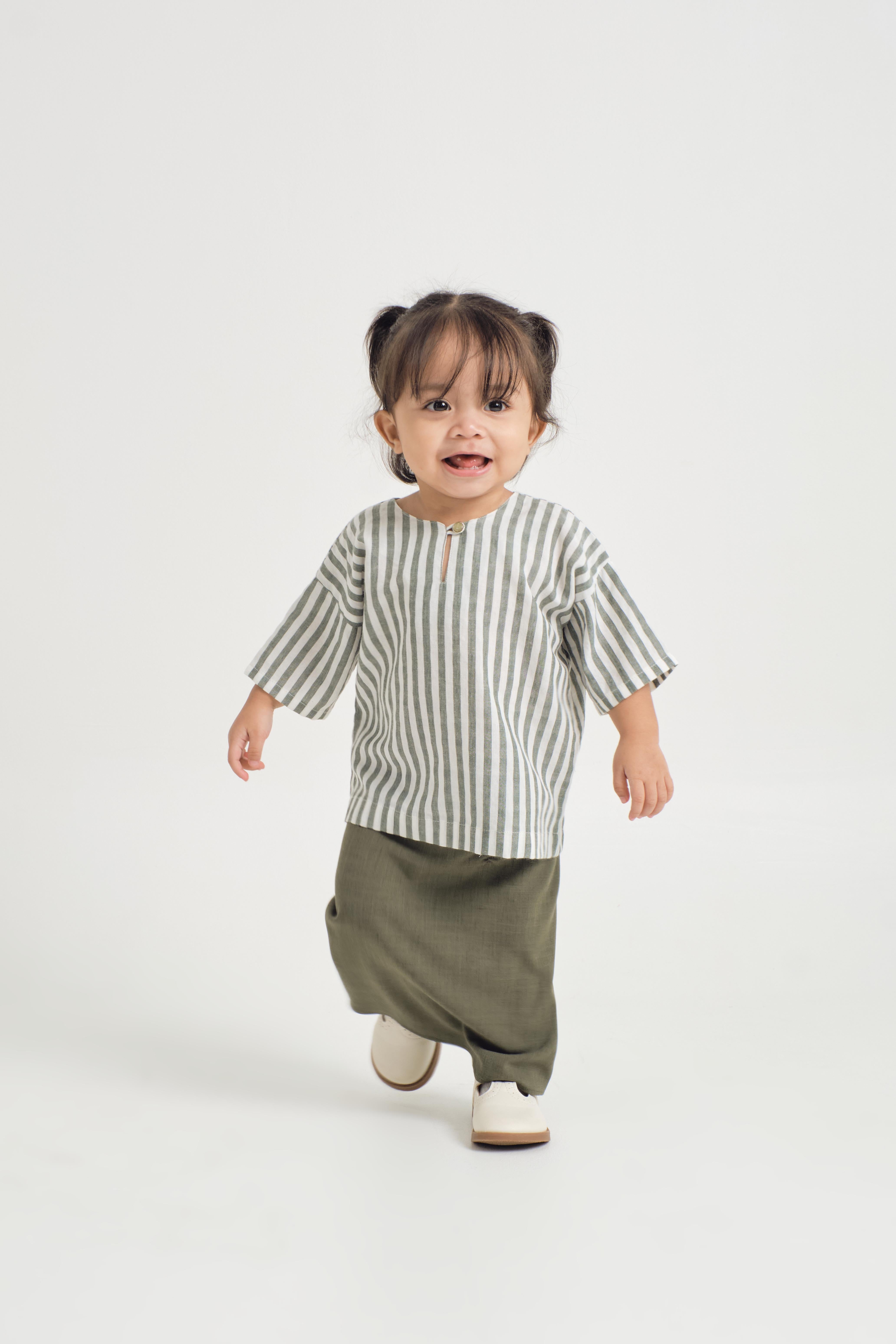 Pangku Baby Girls Kurung Kedah - Stripe Green