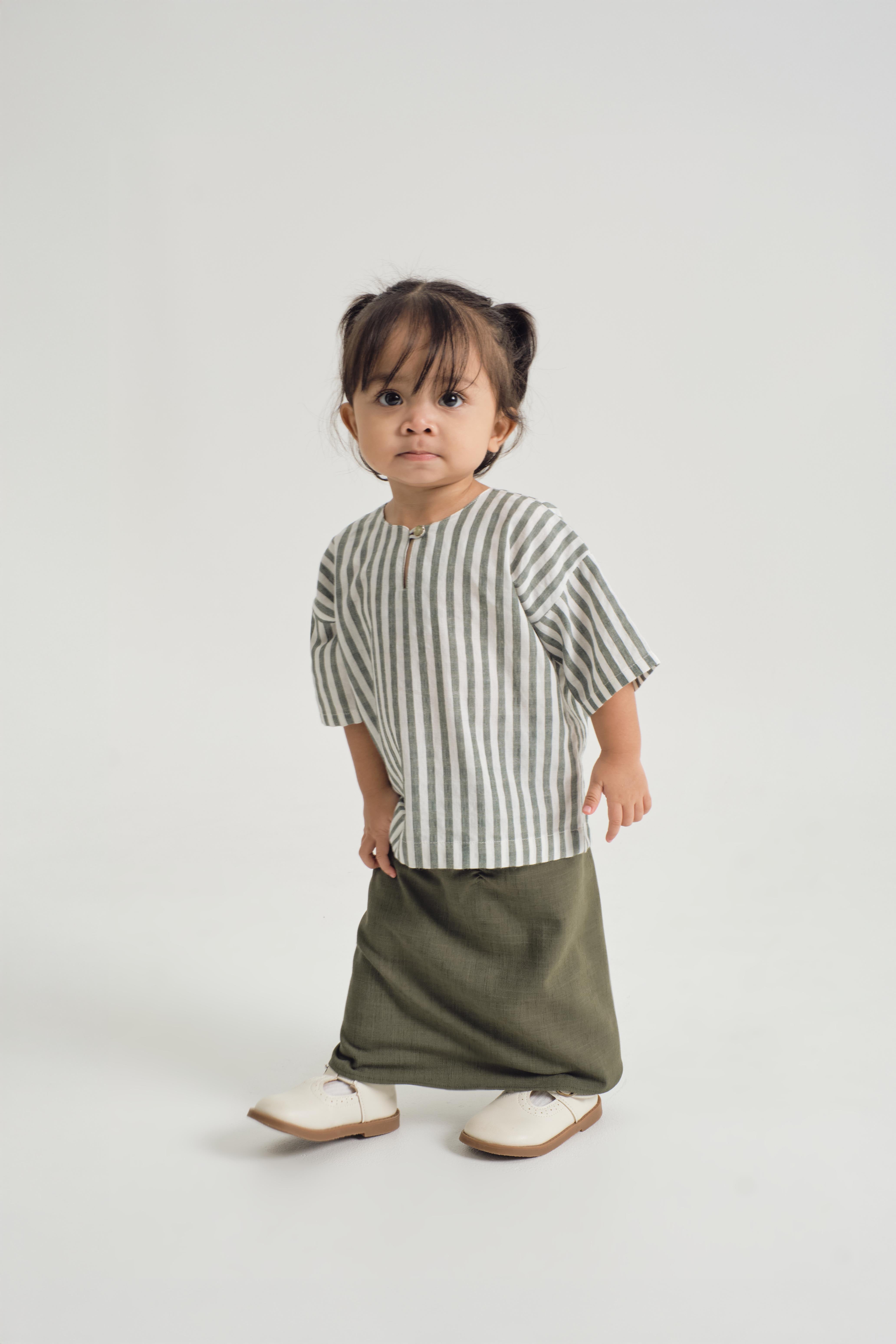 Pangku Baby Girls Kurung Kedah - Stripe Green