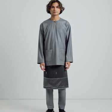 Patawali Modern Fit Baju Melayu Teluk Belanga - Grey