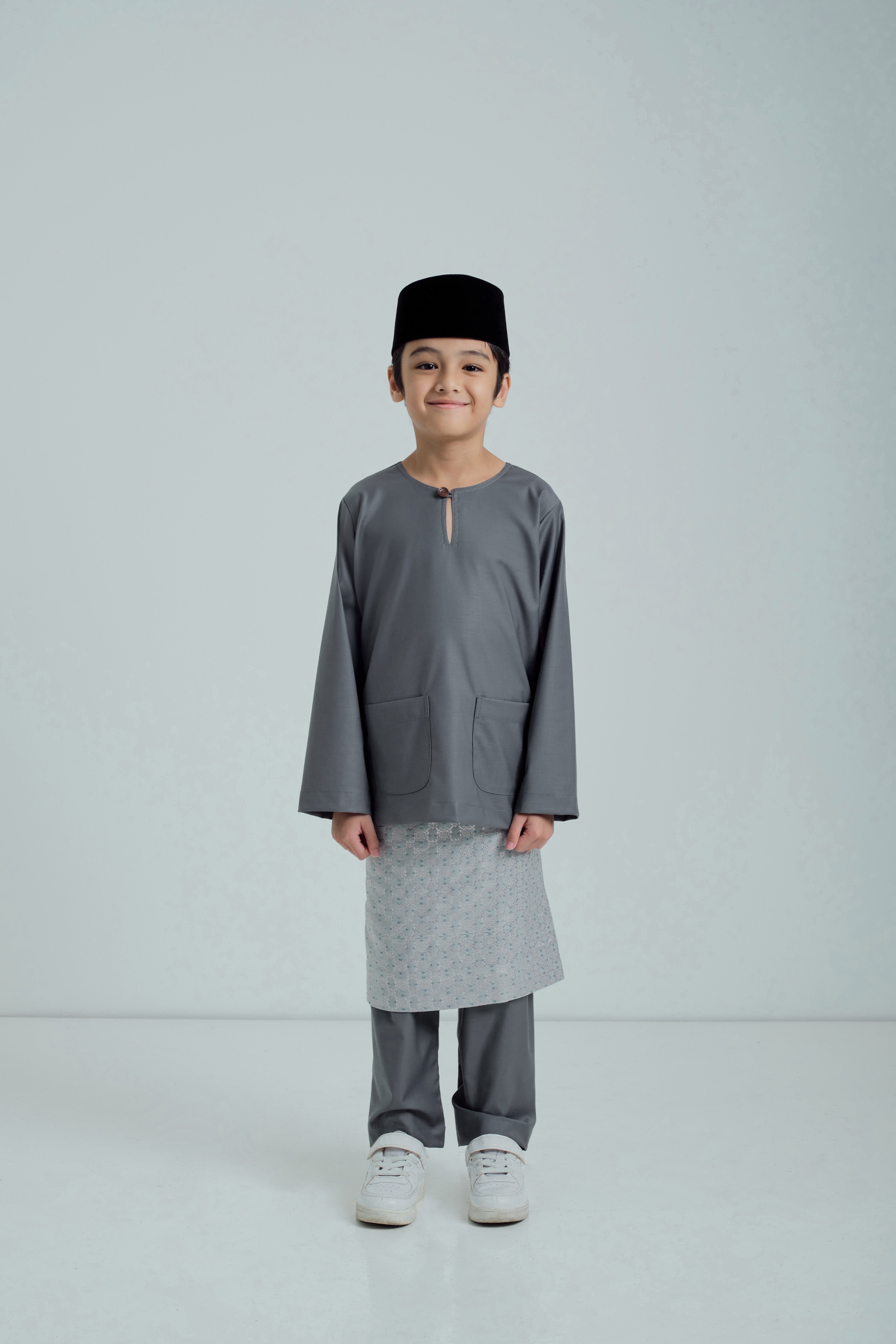 Patawali Boys Baju Melayu Teluk Belanga - Grey