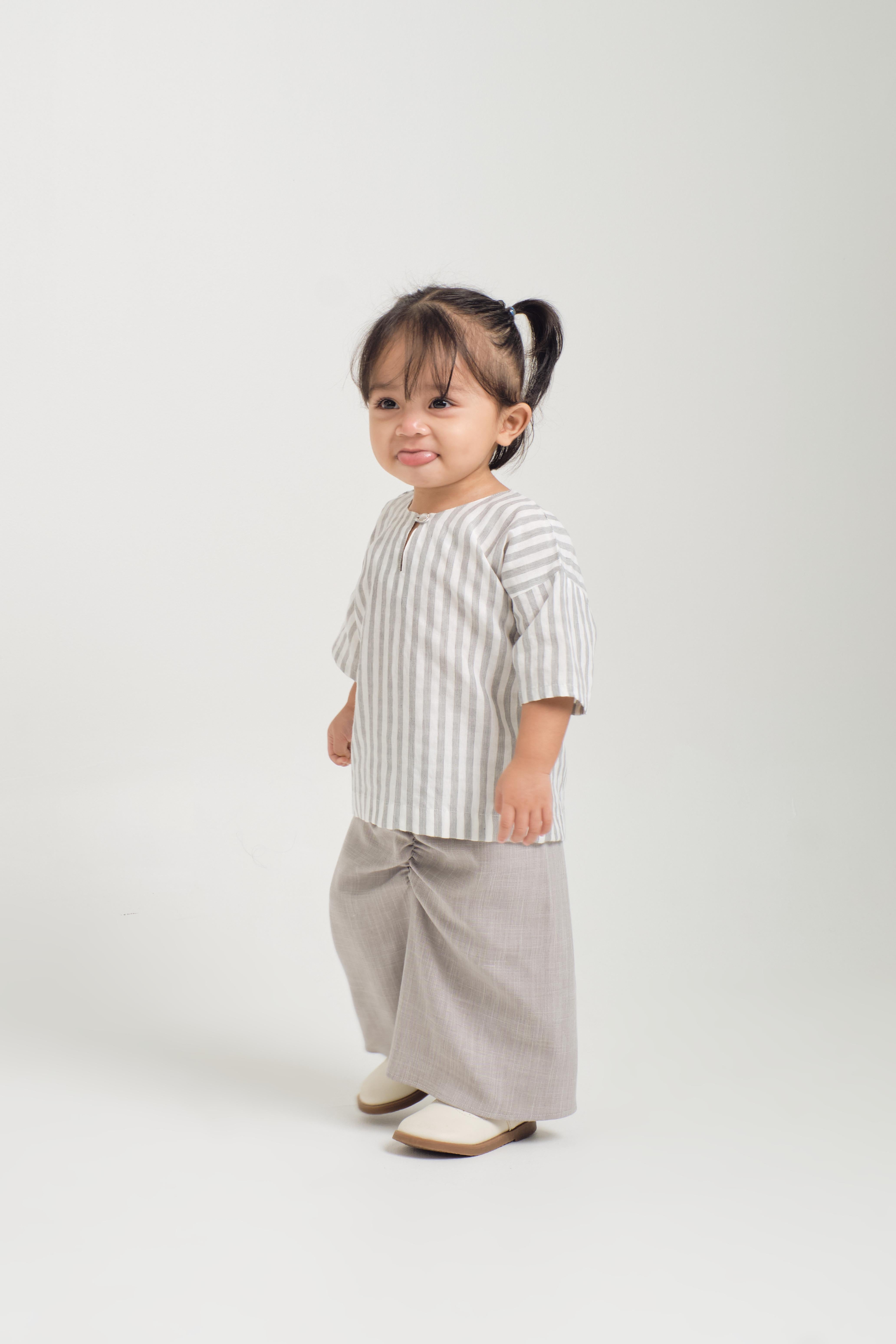 Pangku Baby Girls Kurung Kedah - Stripe Grey