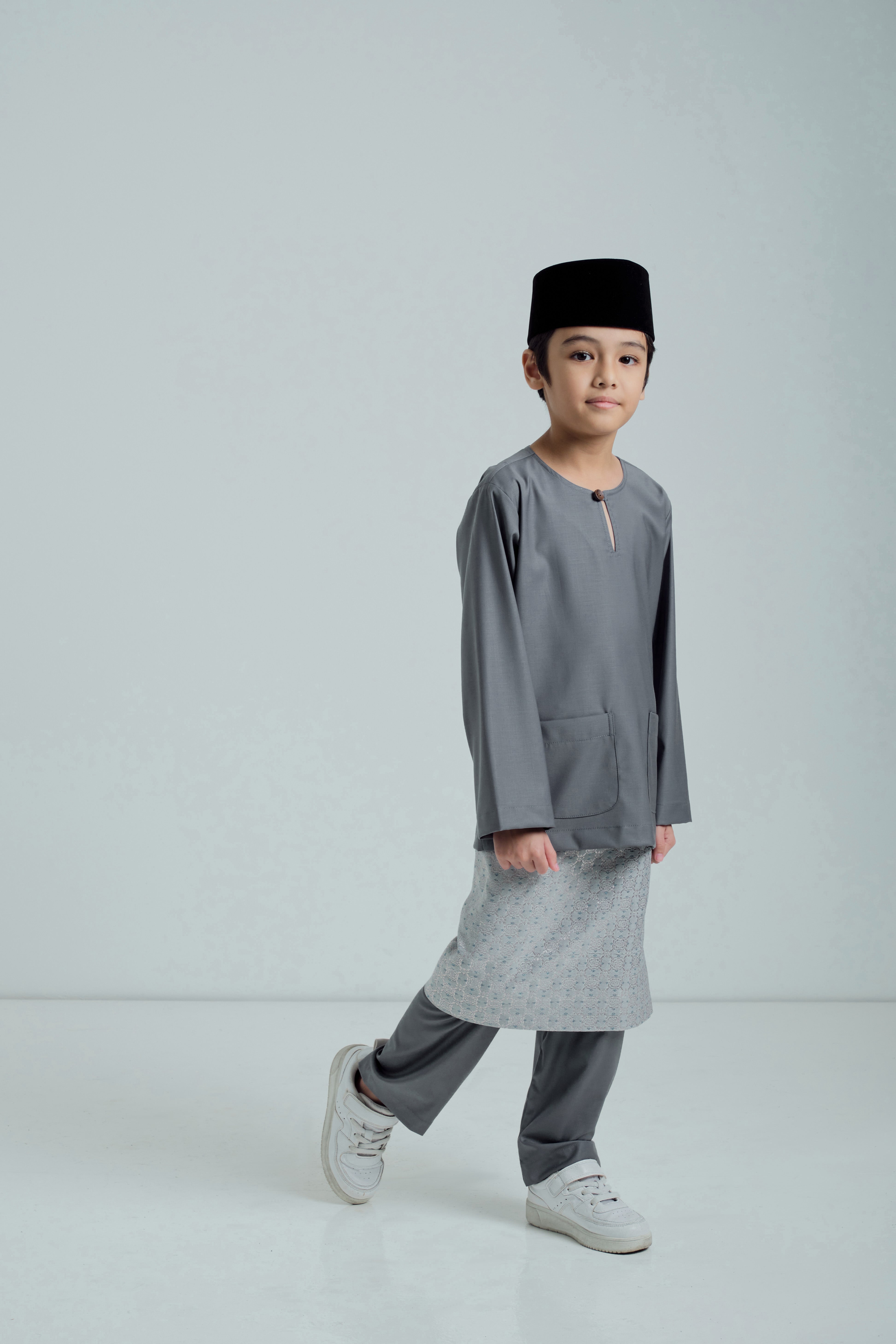 Patawali Boys Baju Melayu Teluk Belanga - Grey