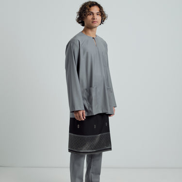 Patawali Classic Fit Baju Melayu Teluk Belanga - Grey