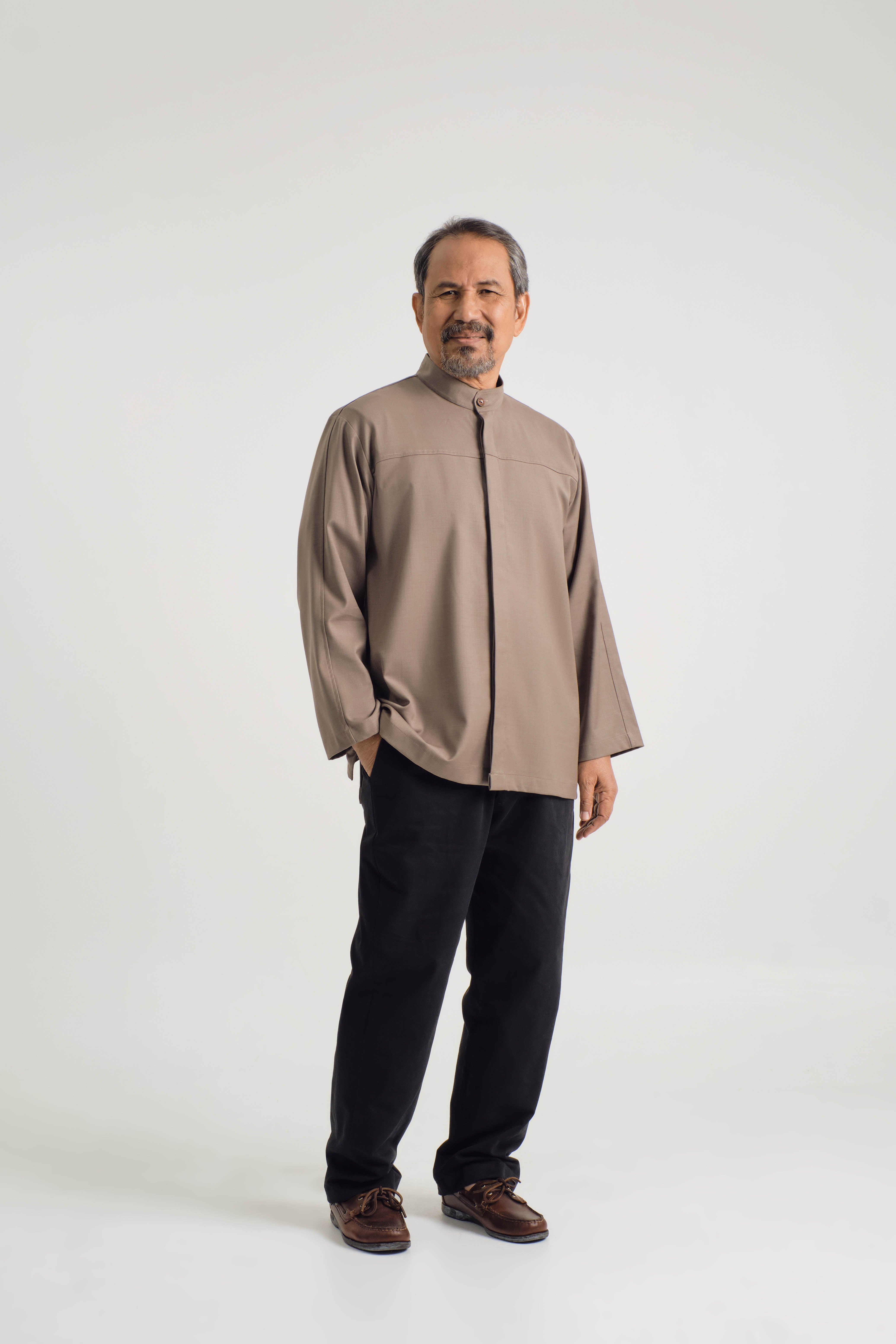 KHATAM x M.NASIR : Layang Collared Top - Grey