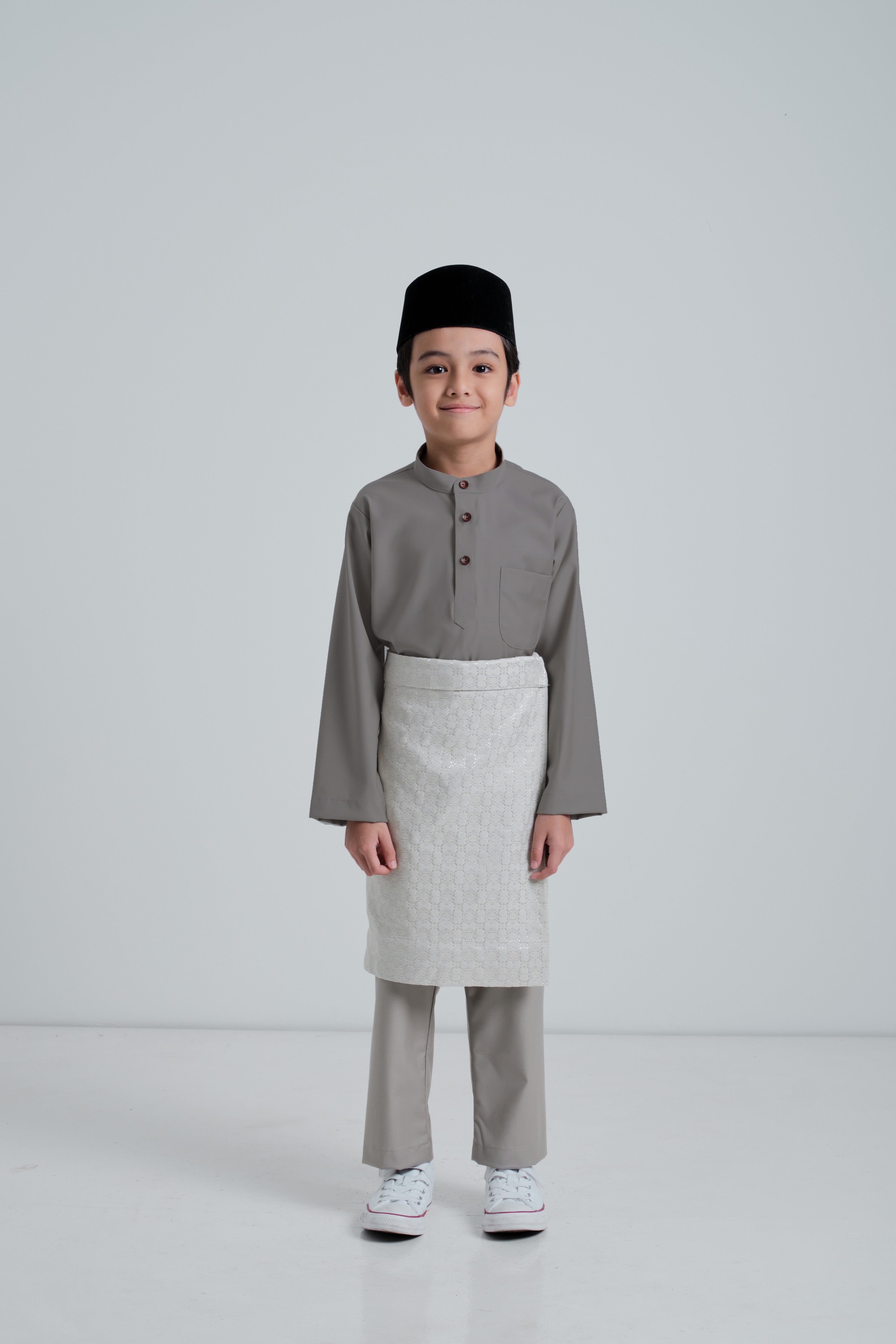 Patawali Boys Baju Melayu Cekak Musang - Grey