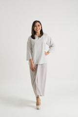 Pangku Baju Kurung Kedah - Stripe Grey