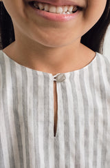 Pangku Girls Kurung Kedah - Stripe Grey