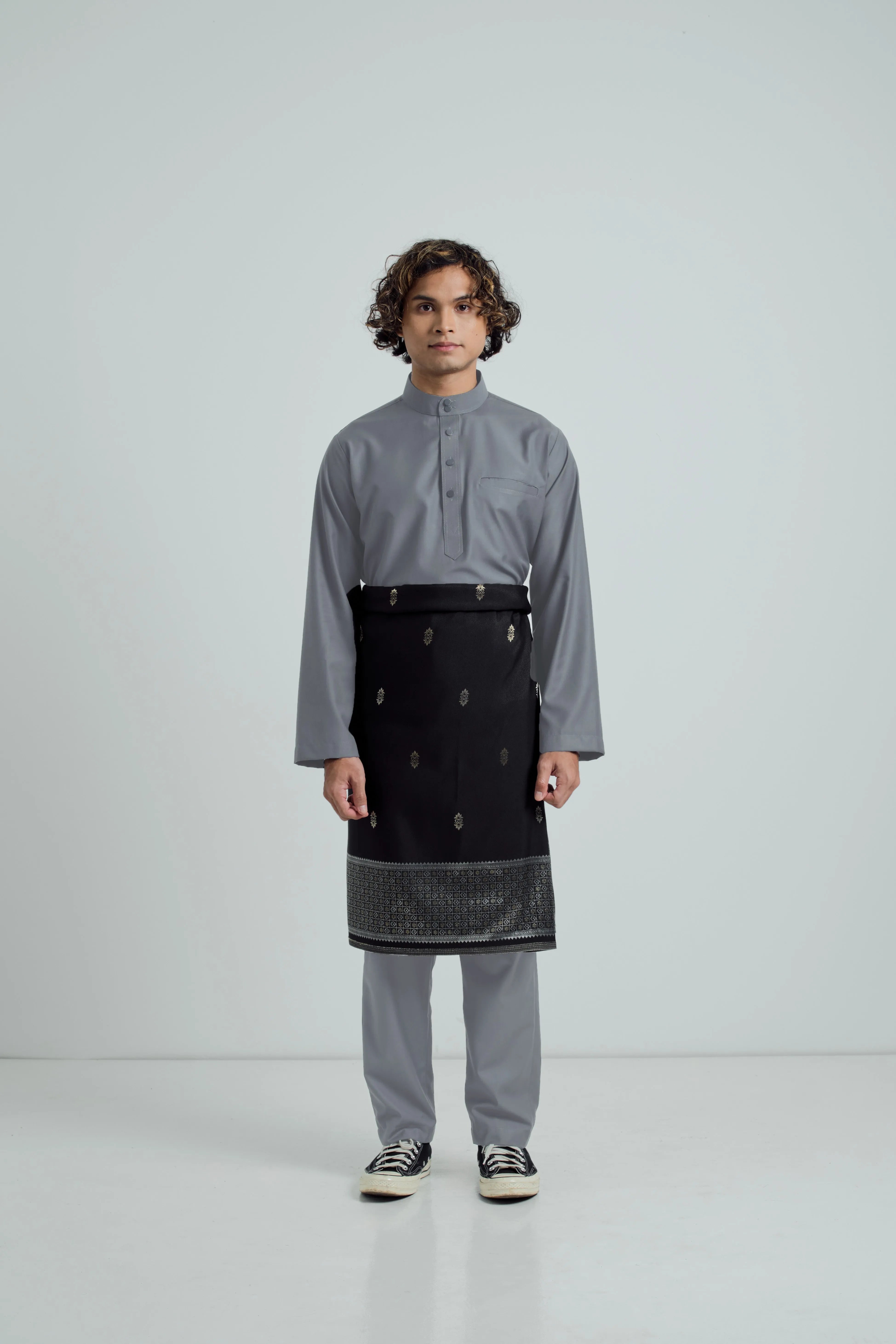 Patawali Baju Melayu Cekak Musang - Grey