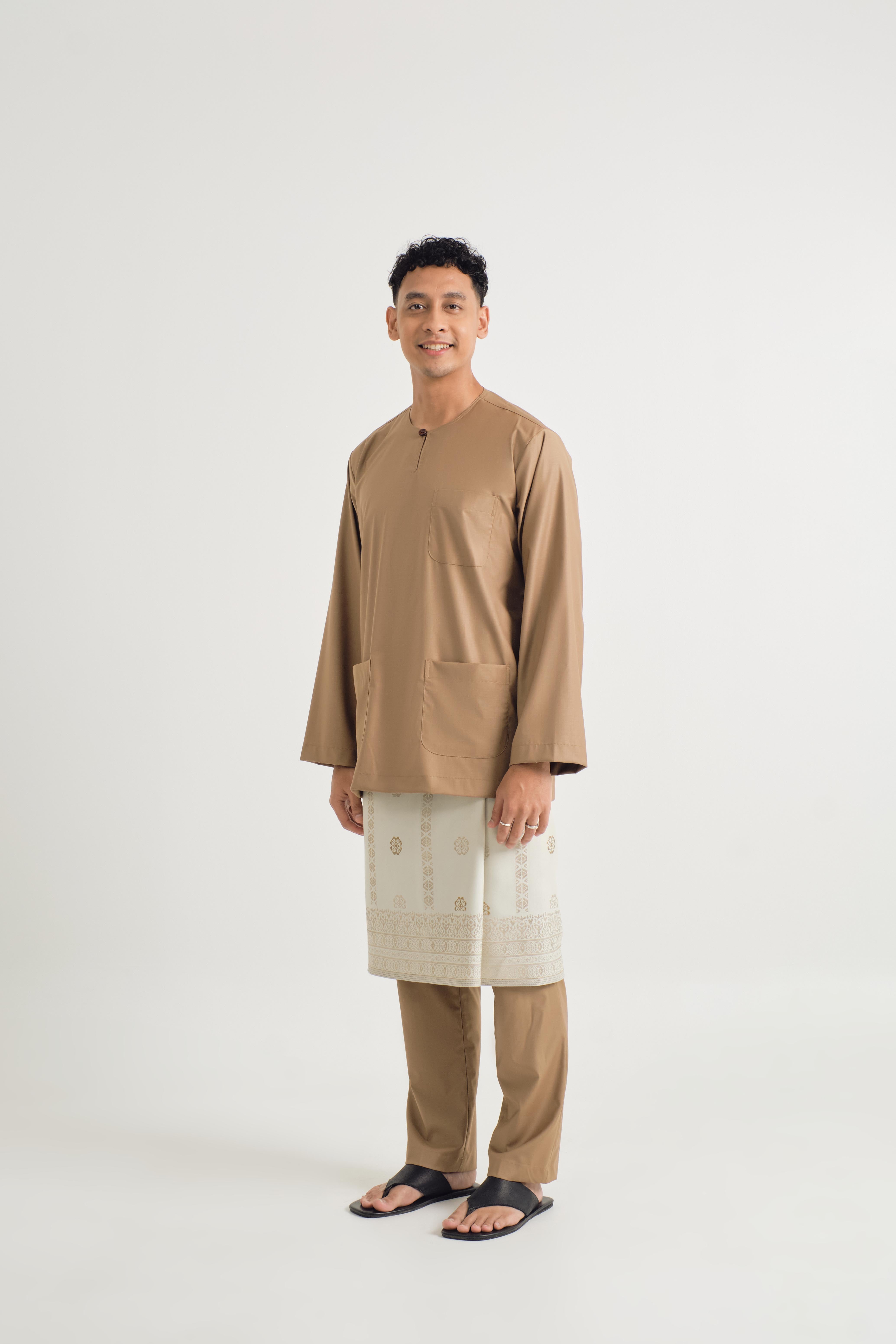 Patawali Classic Fit Baju Melayu Teluk Belanga - Hazel Brown