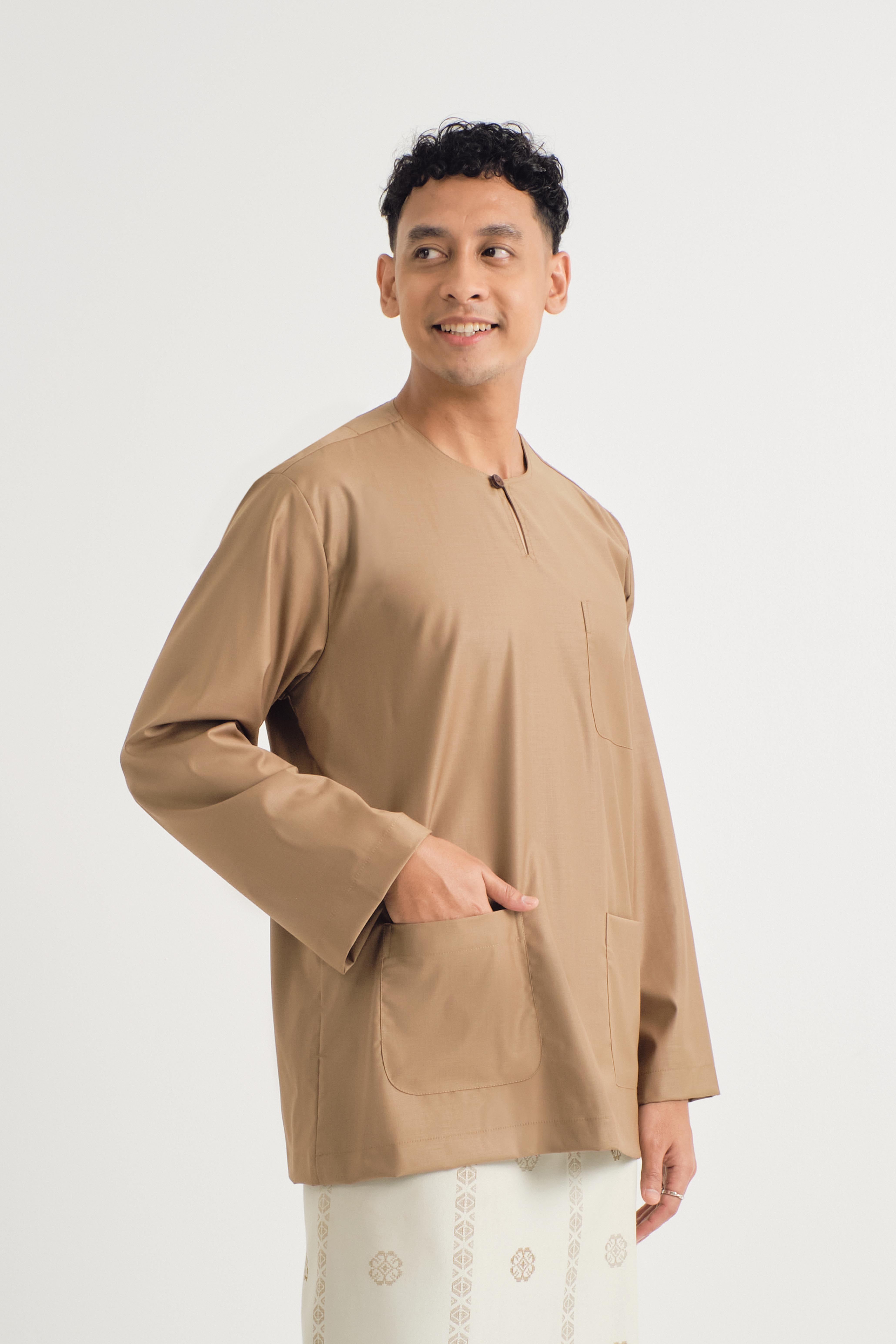 Patawali Classic Fit Baju Melayu Teluk Belanga - Hazel Brown