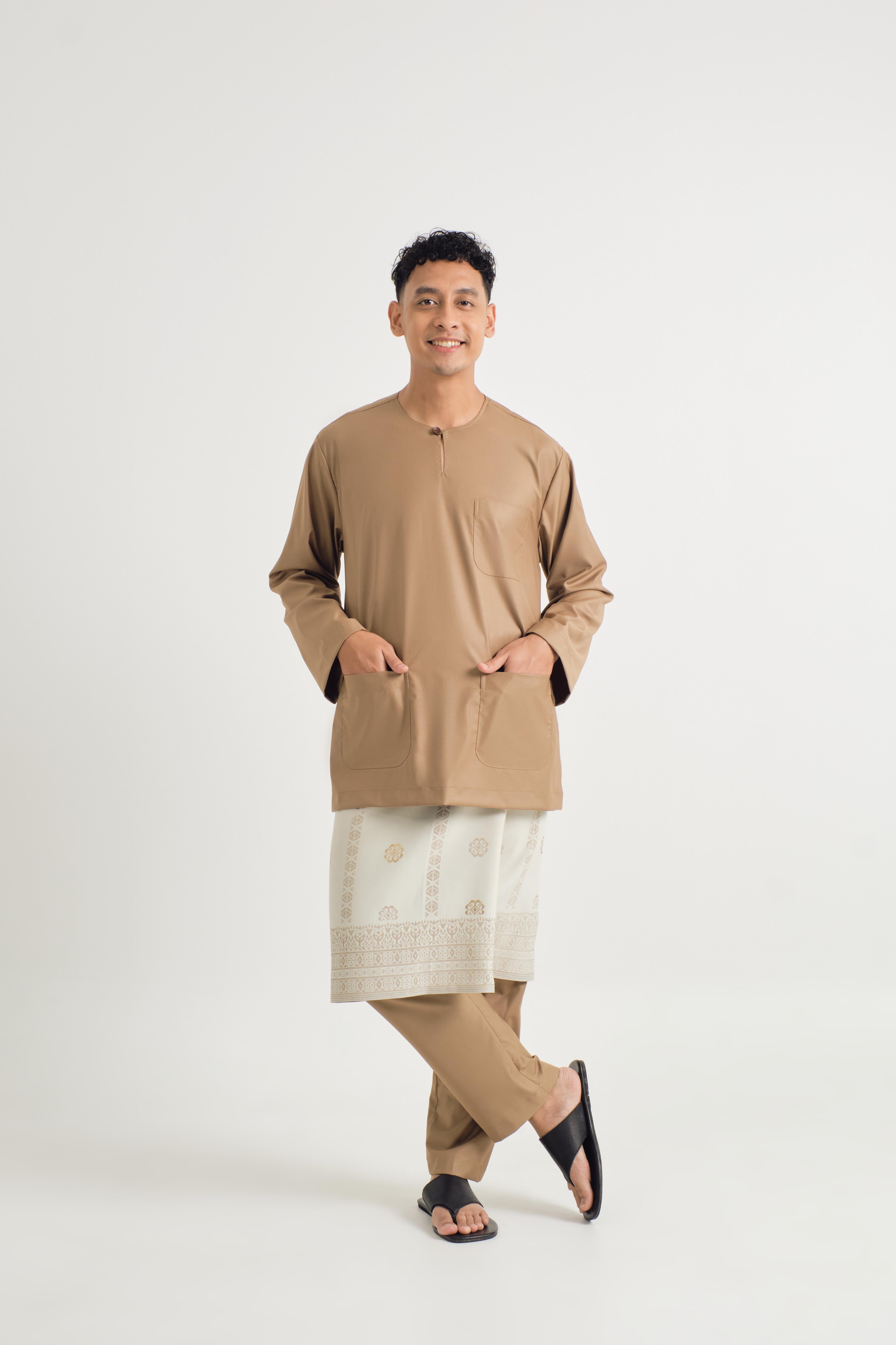 Patawali Classic Fit Baju Melayu Teluk Belanga - Hazel Brown