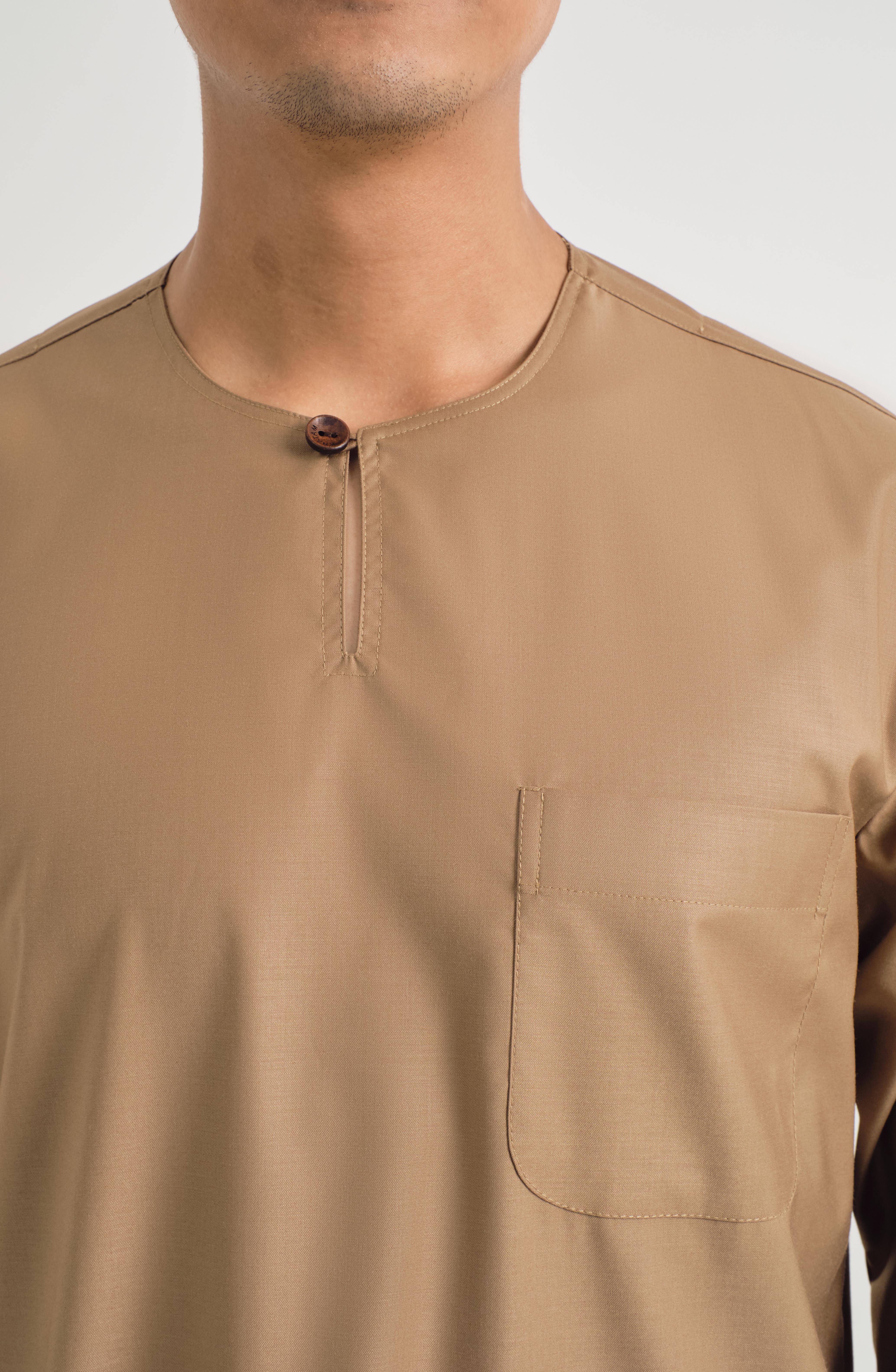 Patawali Classic Fit Baju Melayu Teluk Belanga - Hazel Brown