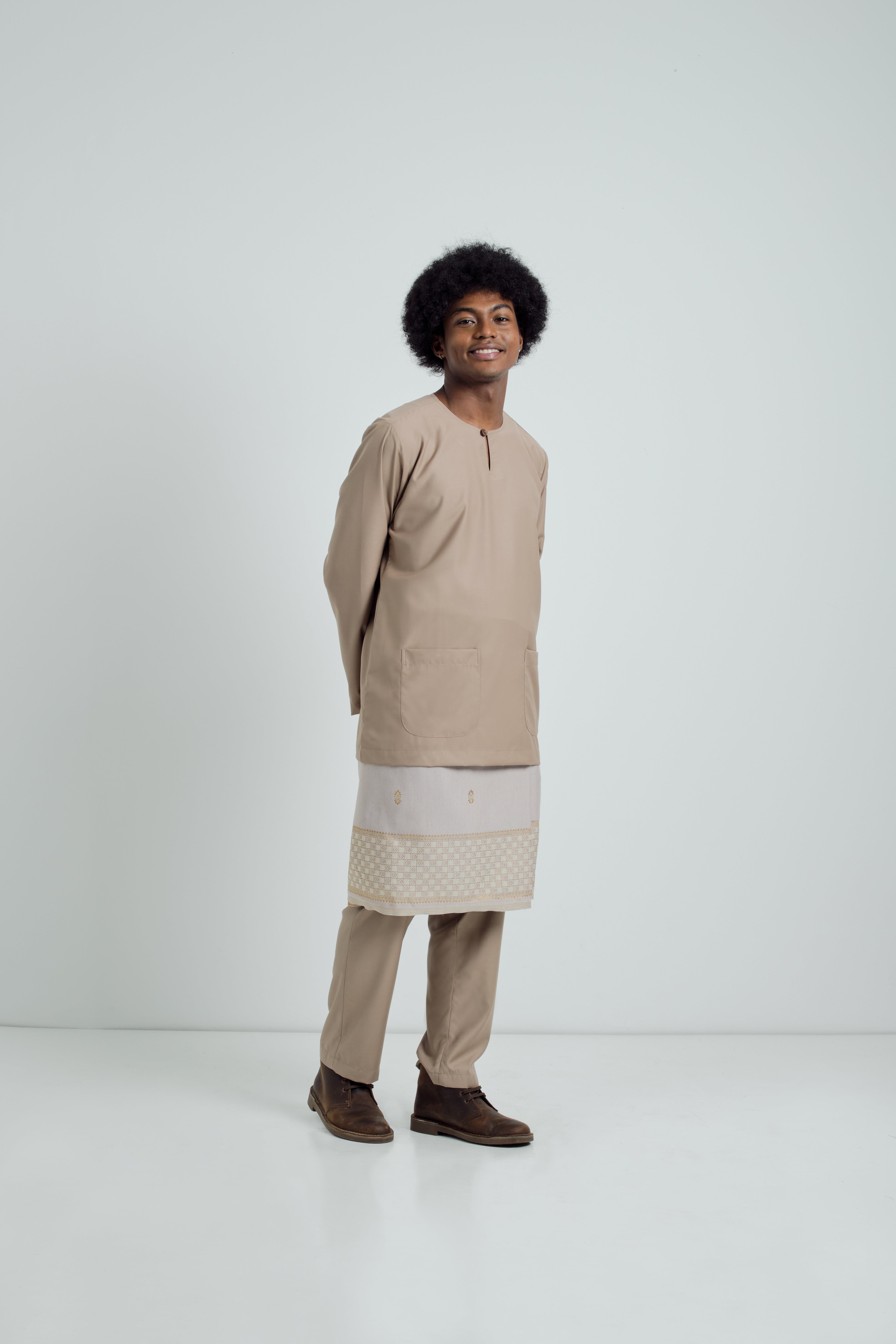 Patawali Modern Fit Baju Melayu Teluk Belanga - Hazelnut