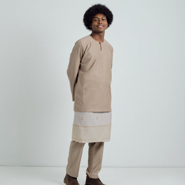 Patawali Modern Fit Baju Melayu Teluk Belanga - Hazelnut