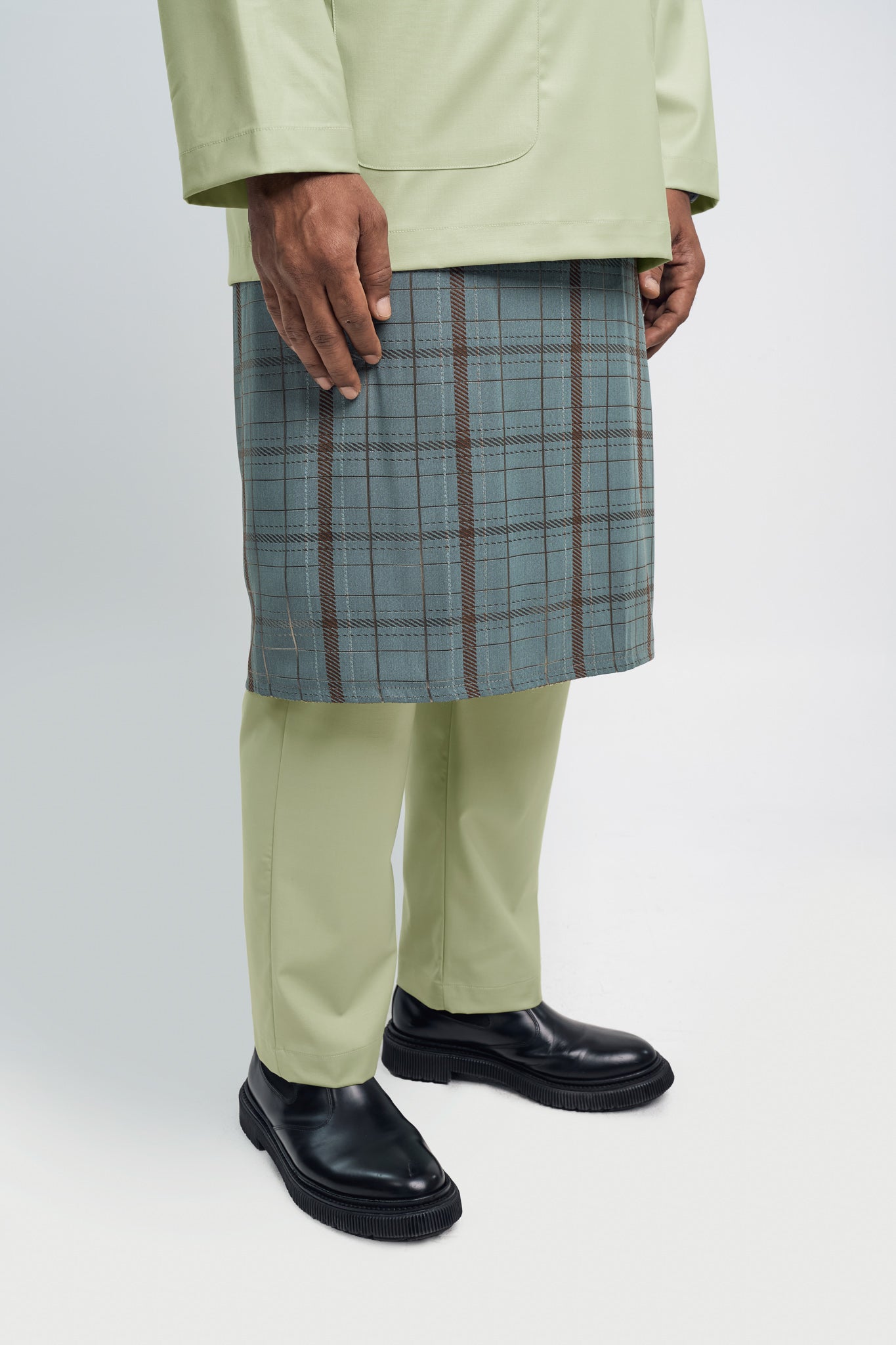 Patawali Modern Fit Baju Melayu Teluk Belanga - Honeydew