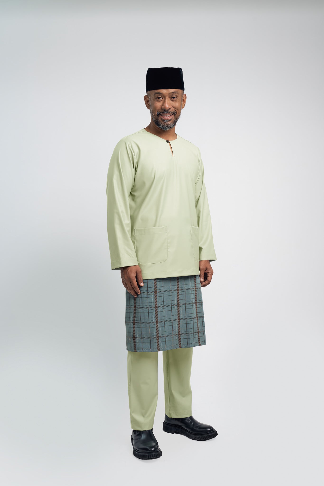 Patawali Modern Fit Baju Melayu Teluk Belanga - Honeydew