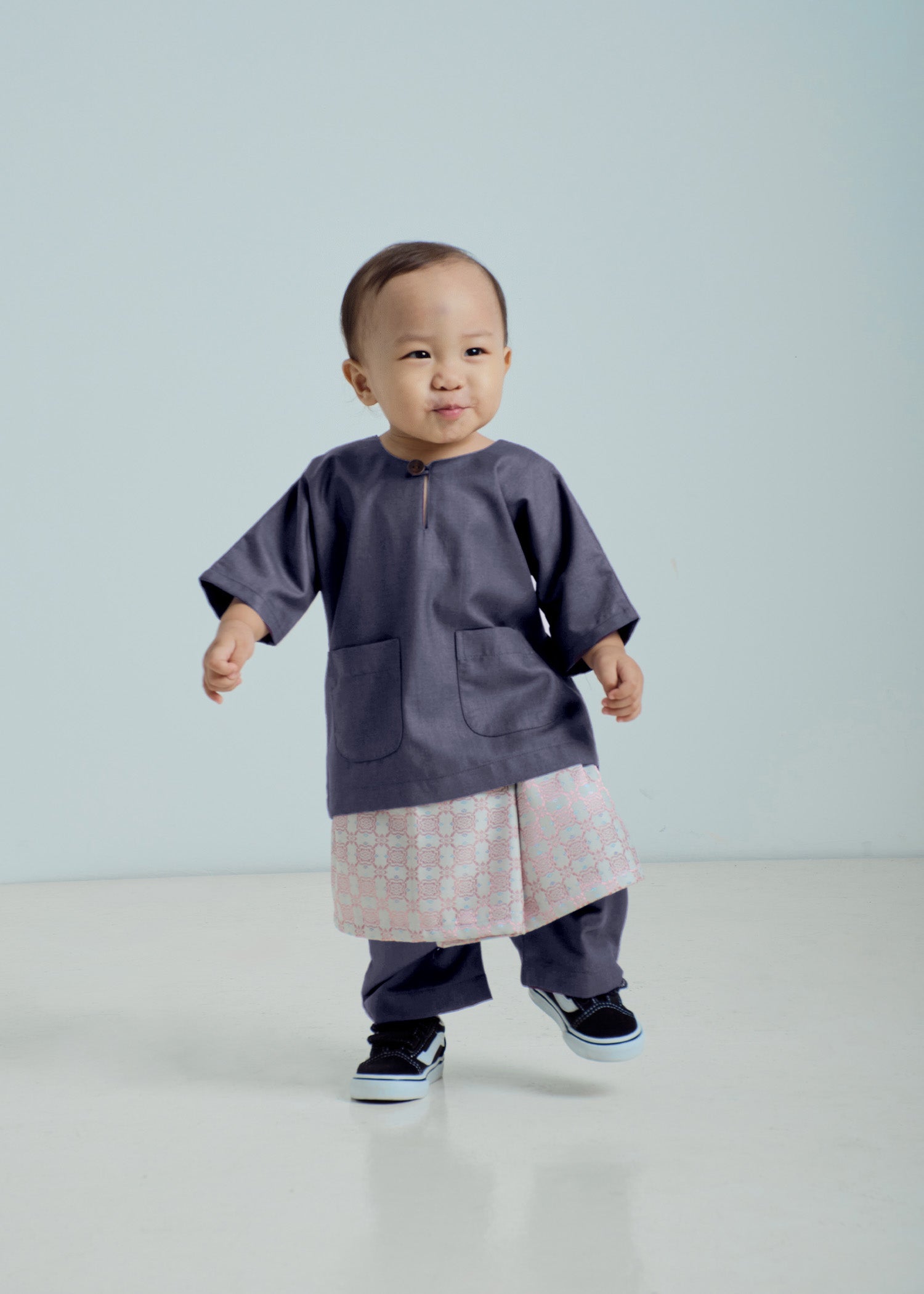 Patawali Baby Boys Baju Melayu Teluk Belanga - Iron Grey